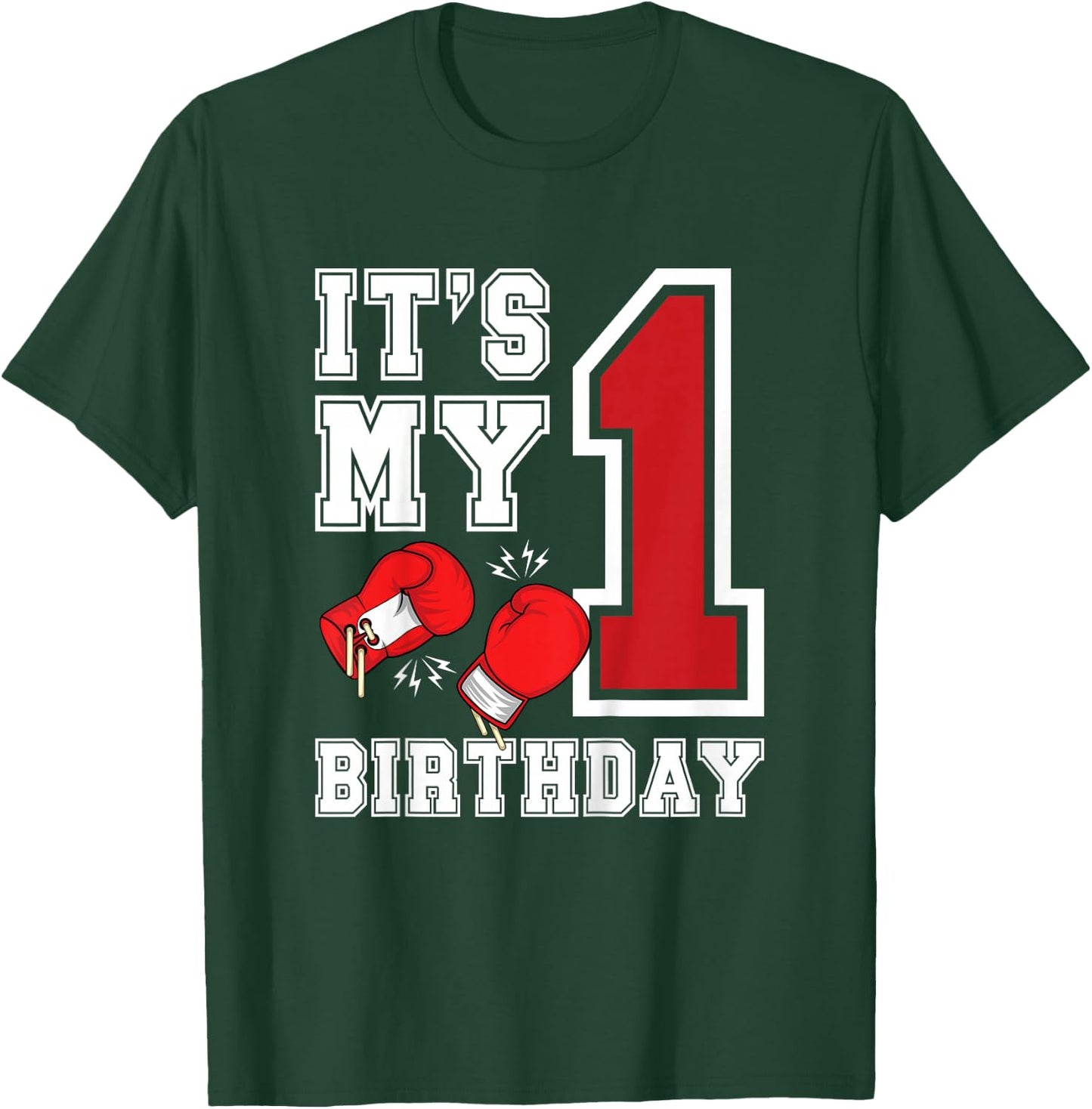 Kids 1st Birthday Boxing Boy 1 Year Old Boxer Bday Party T-Shirt - T-Shirt | Forest