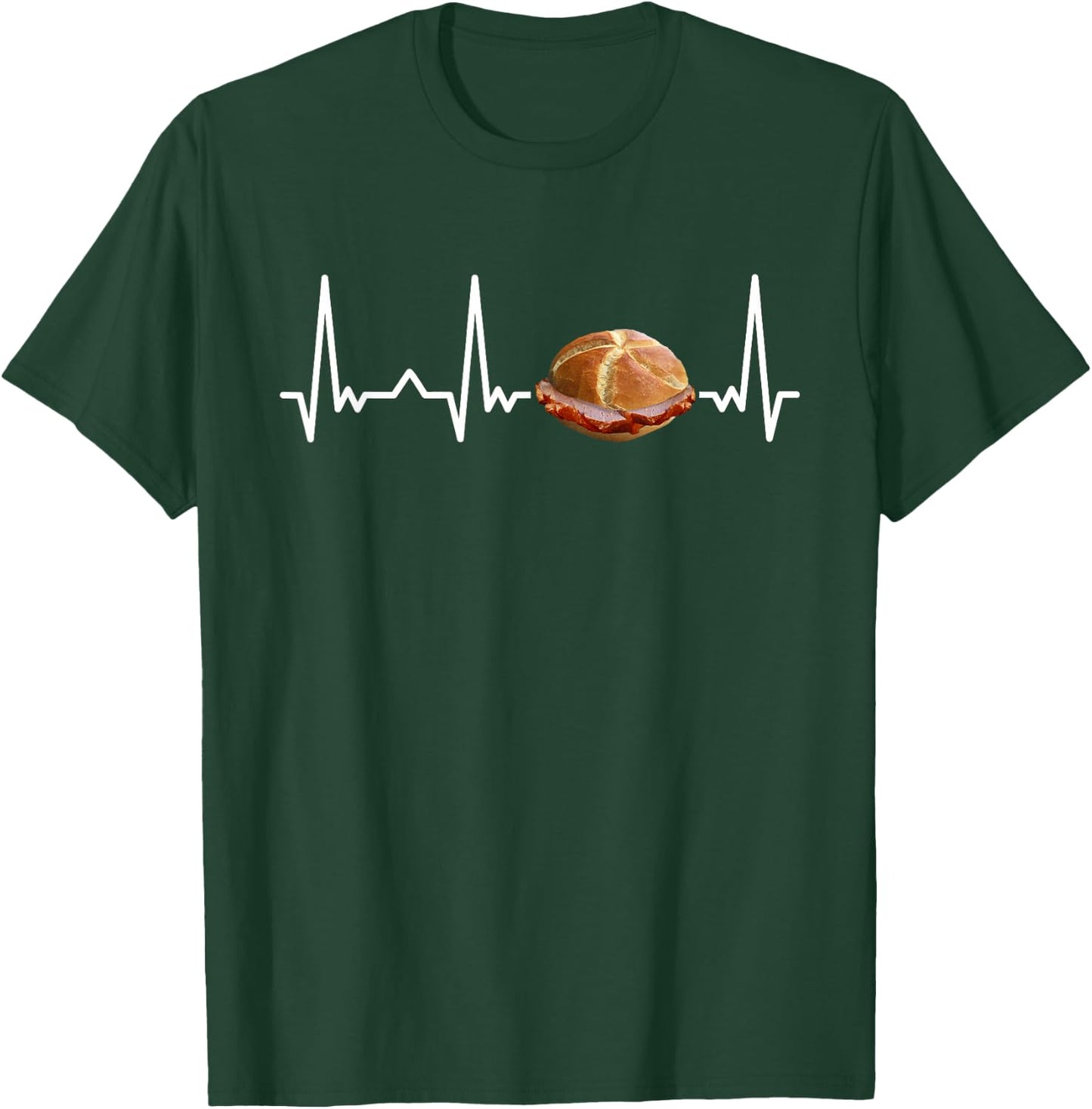 Leberkäse Herzschlag Bayern ECG Leberkas Lebakas , black T-Shirt - T-Shirt | Forest
