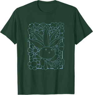 Pokémon Cute Oddish Outline Floral Framed Portrait T-Shirt - T-Shirt | Forest