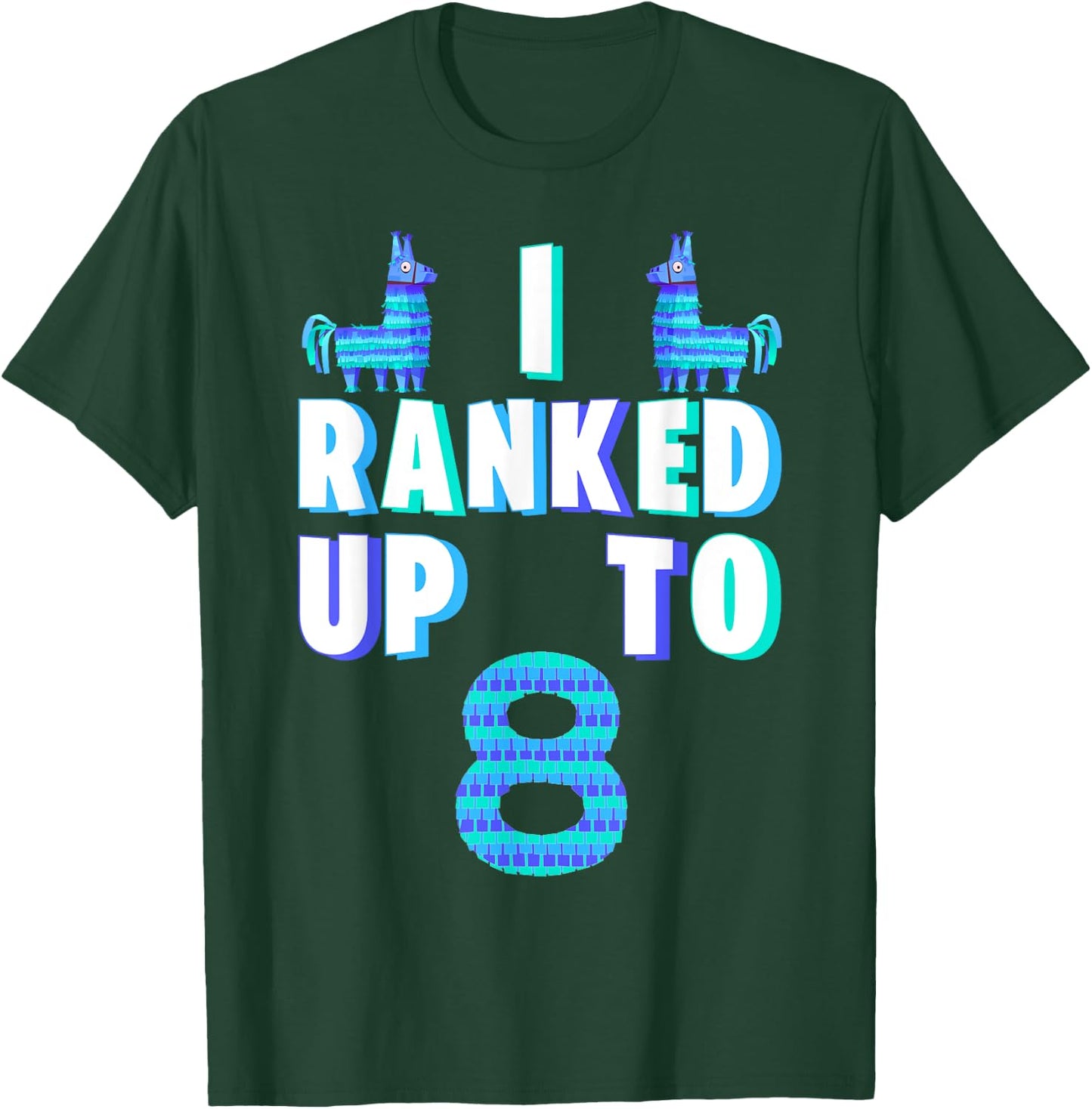 I Ranked Up To 8 Birthday Video Game Llama Piñata Birthday T-Shirt - T-Shirt | Forest