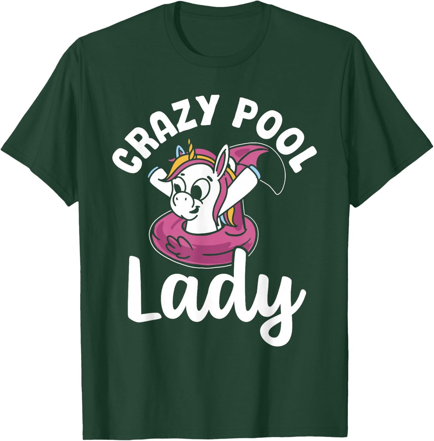 Pool Women Unicorn Girls Swimming Crazy Pool Lady T-Shirt - T-Shirt | Forest