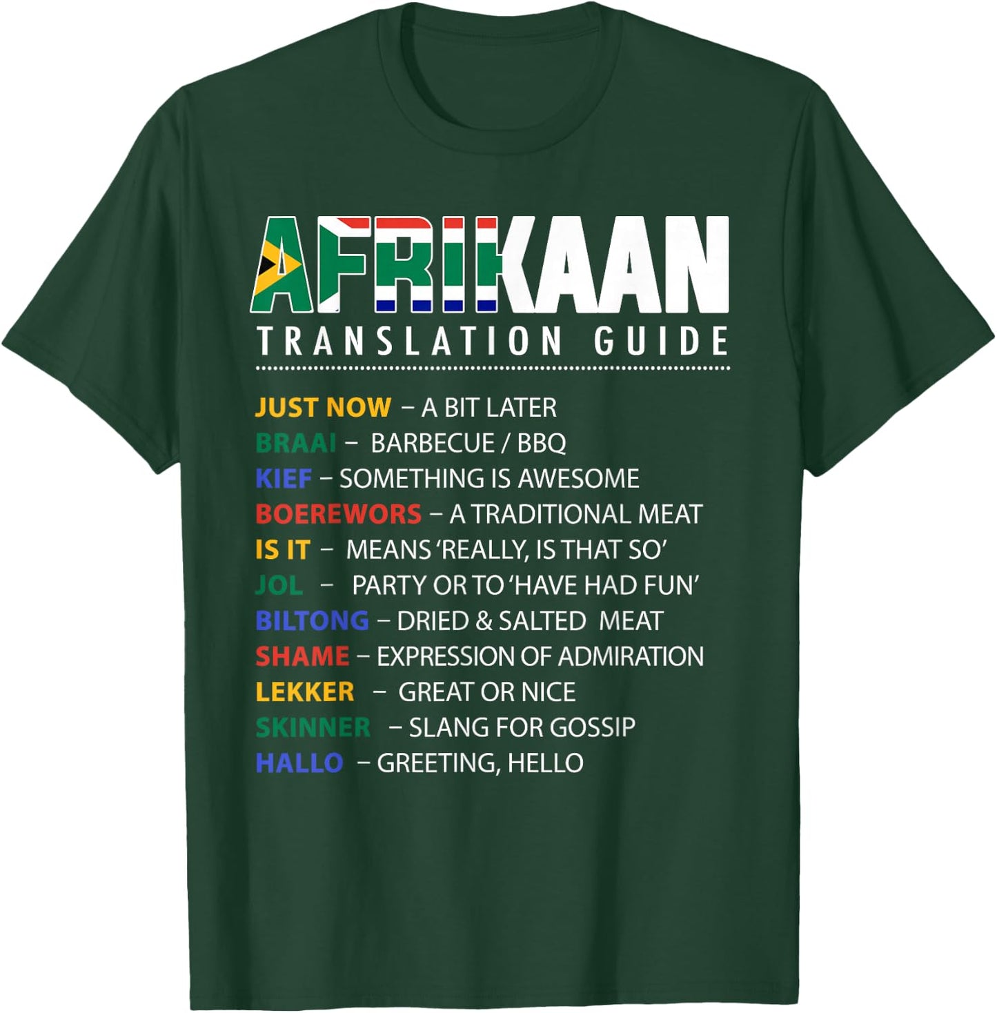 African Translation Guide and South African Slang T-Shirt - T-Shirt | Forest