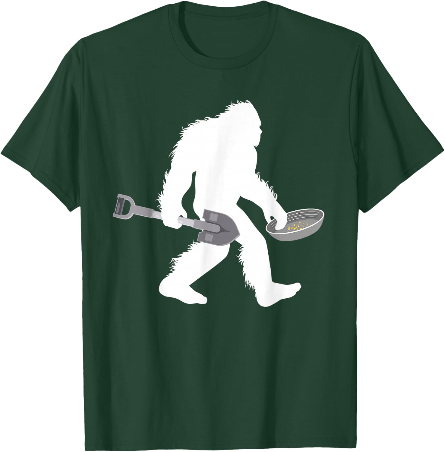 Gold Panning Bigfoot Miner with Shovel Sasquatch Prospecting T-Shirt - T-Shirt | Forest