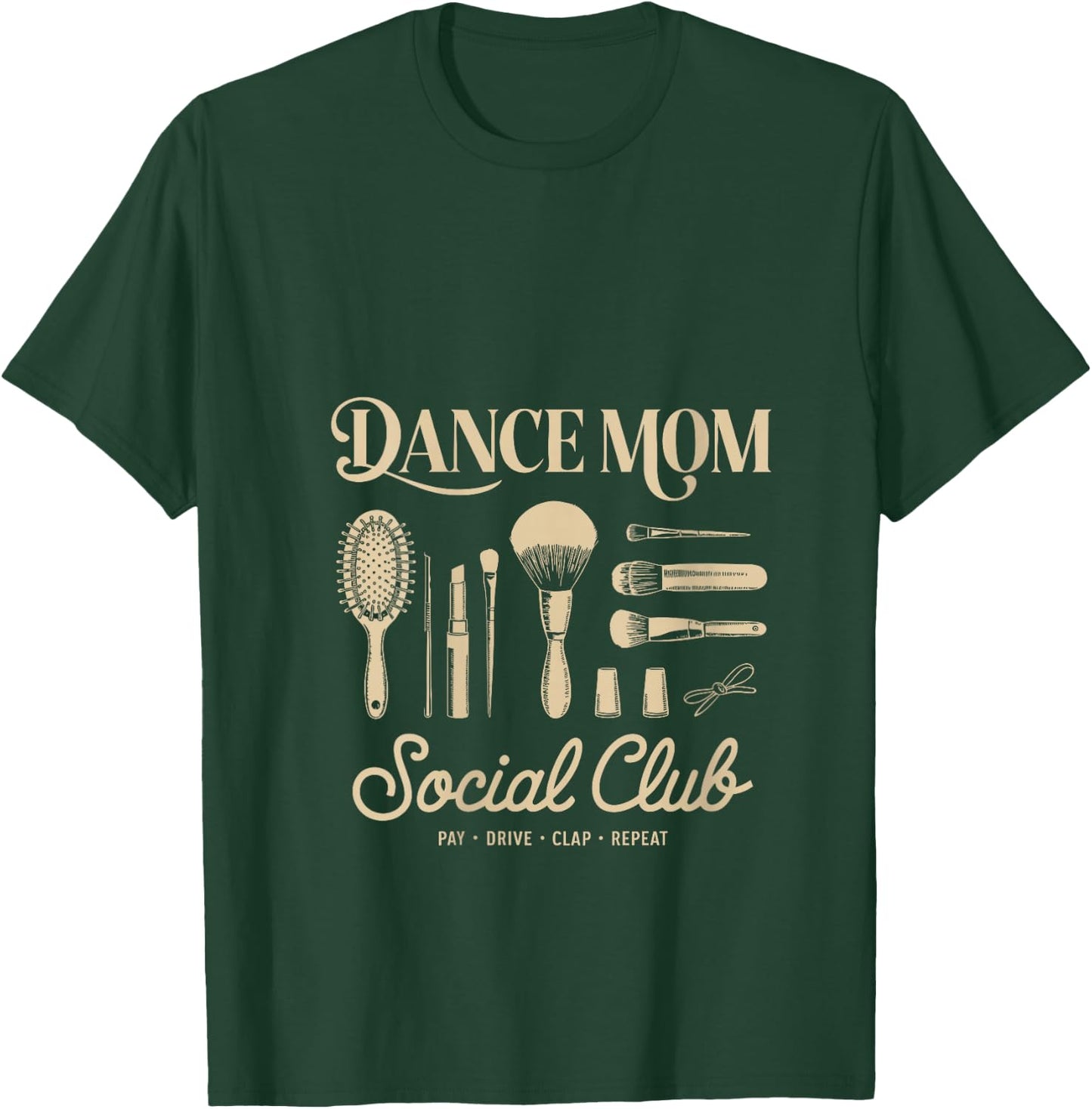 Women's Retro Funny Dance Mom Social Club Mama Sarcastic Mothers Day V-Neck T-Shirt - T-Shirt | Forest