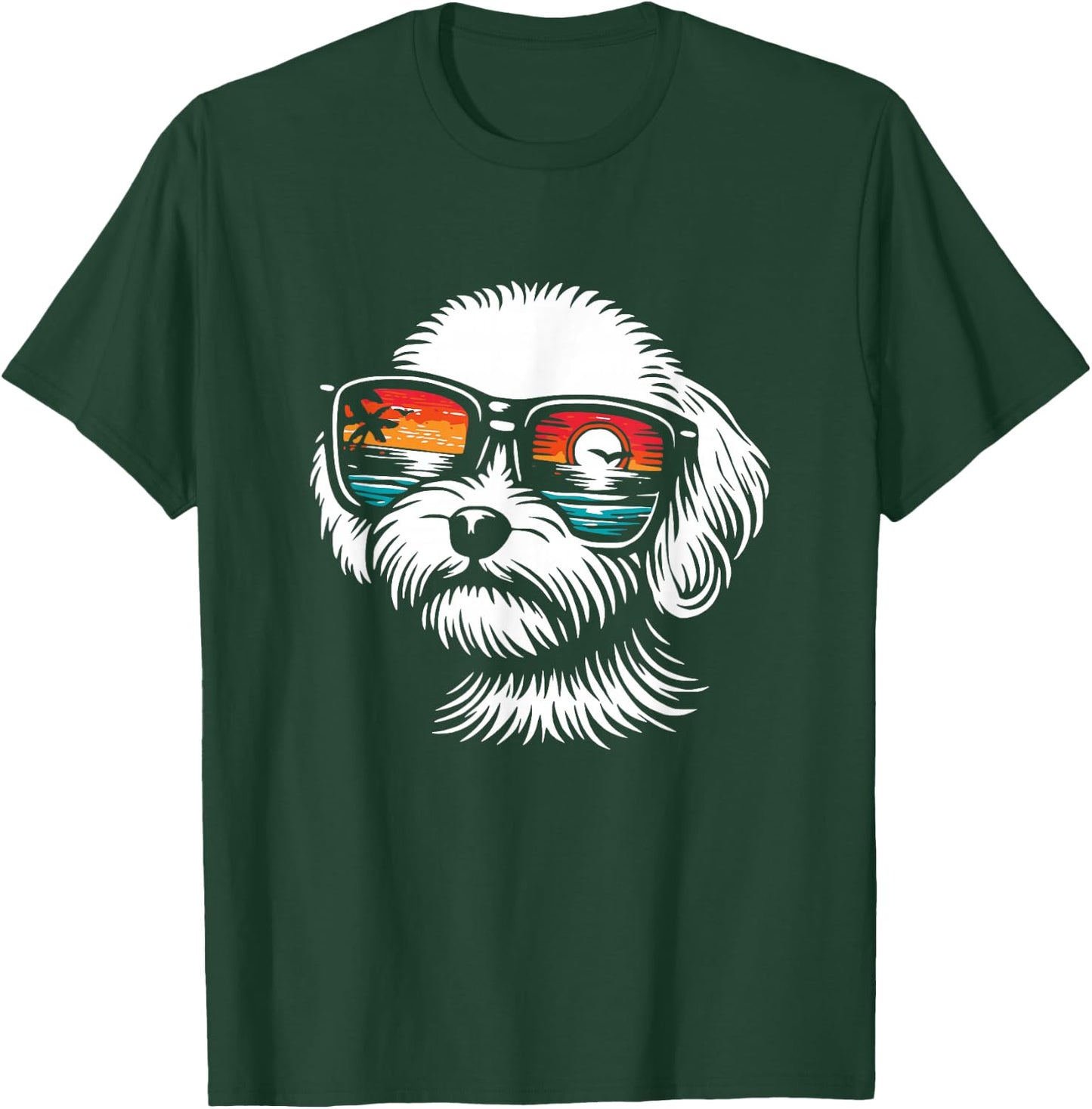Cool Maltipoo Puppy with Sunglasses Graphic Design T-Shirt - T-Shirt | Forest
