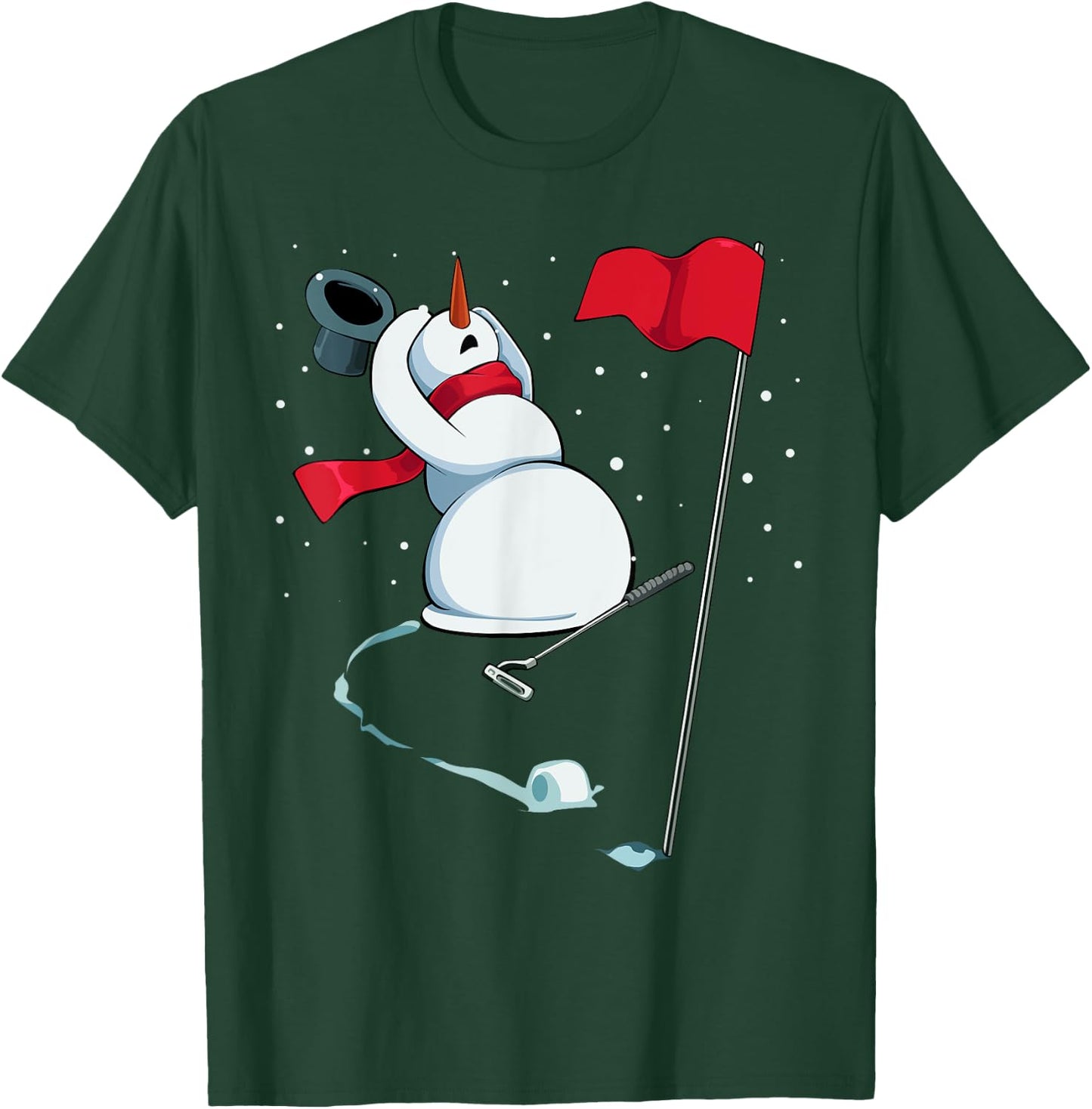 Snowman Playing Golf Christmas Pajama Sport X-Mas Golfer T-Shirt - T-Shirt | Forest