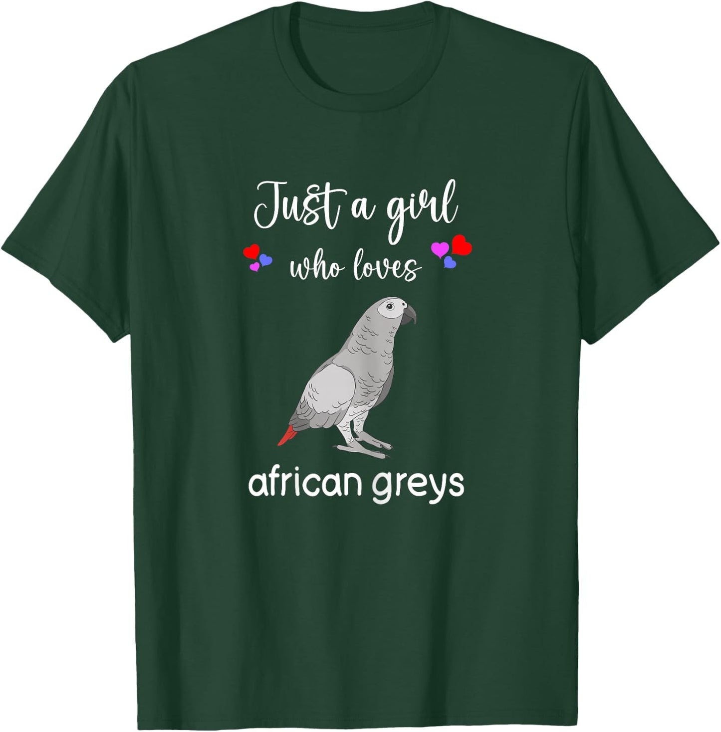 Funny African Grey Shirt Girls I Love African Grey Parrots T-Shirt - T-Shirt | Forest