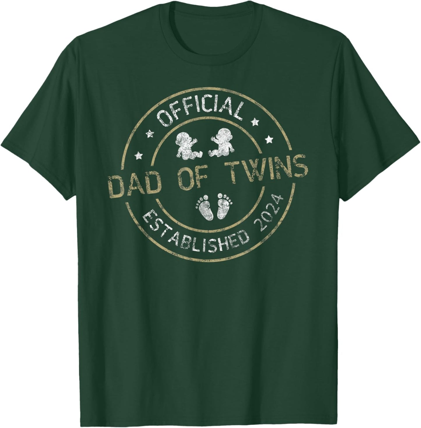 Official Dad of Twins 2024 Father's Day Father of Twins T-Shirt - T-Shirt | Forest