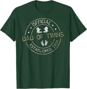 Official Dad of Twins 2024 Father's Day Father of Twins T-Shirt - T-Shirt | Forest