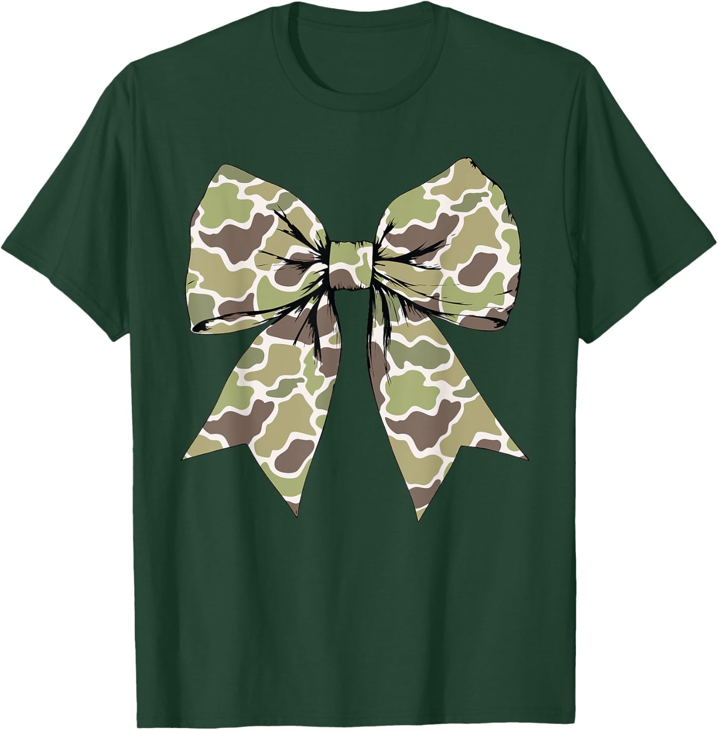 Camo Coquette Bow Women Girls Kids T-Shirt - T-Shirt | Forest