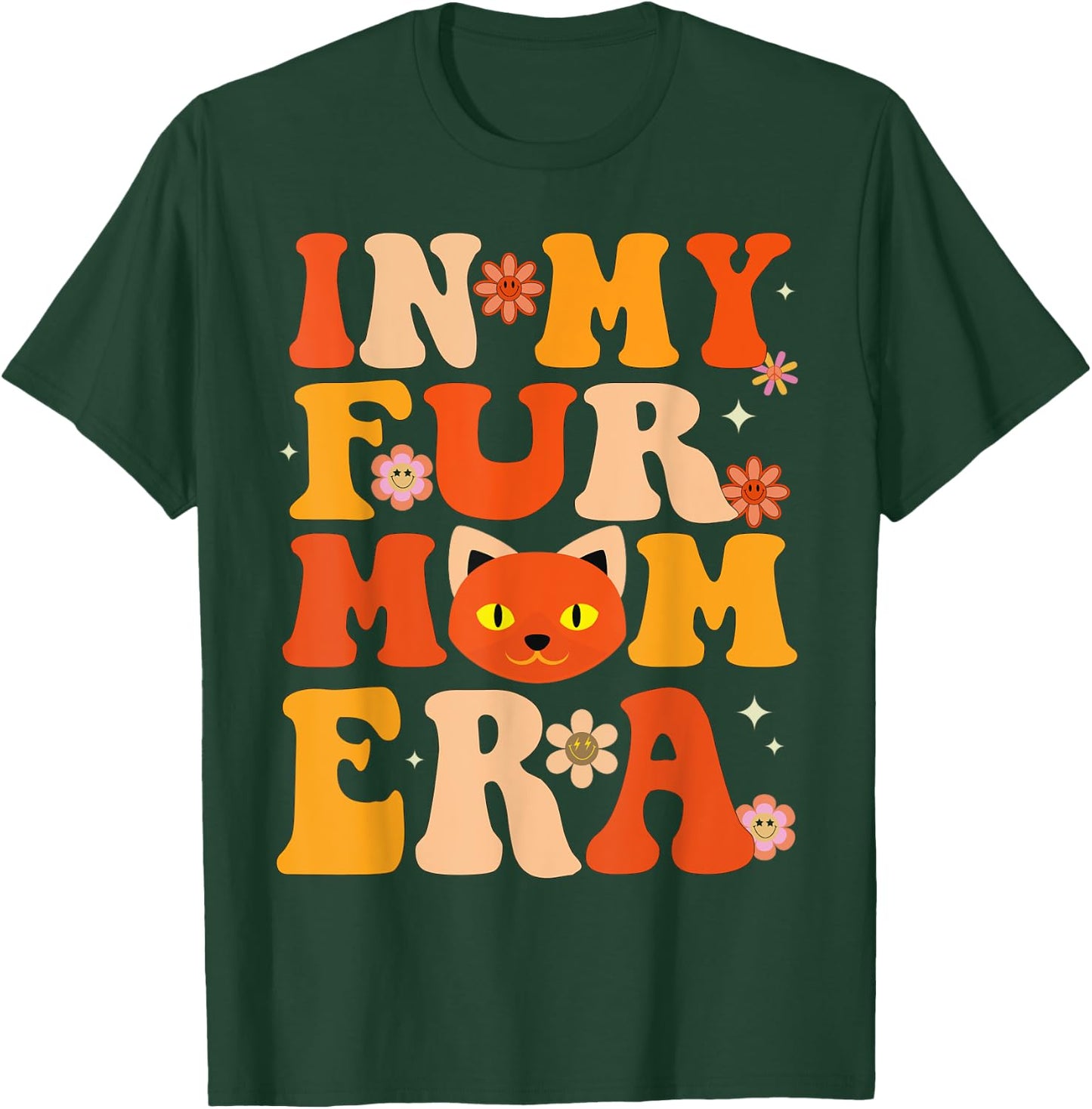 Funny in my Fur mom era Groovy Dog And Cat Owner Lover gifts Women T-Shirt - T-Shirt | Forest
