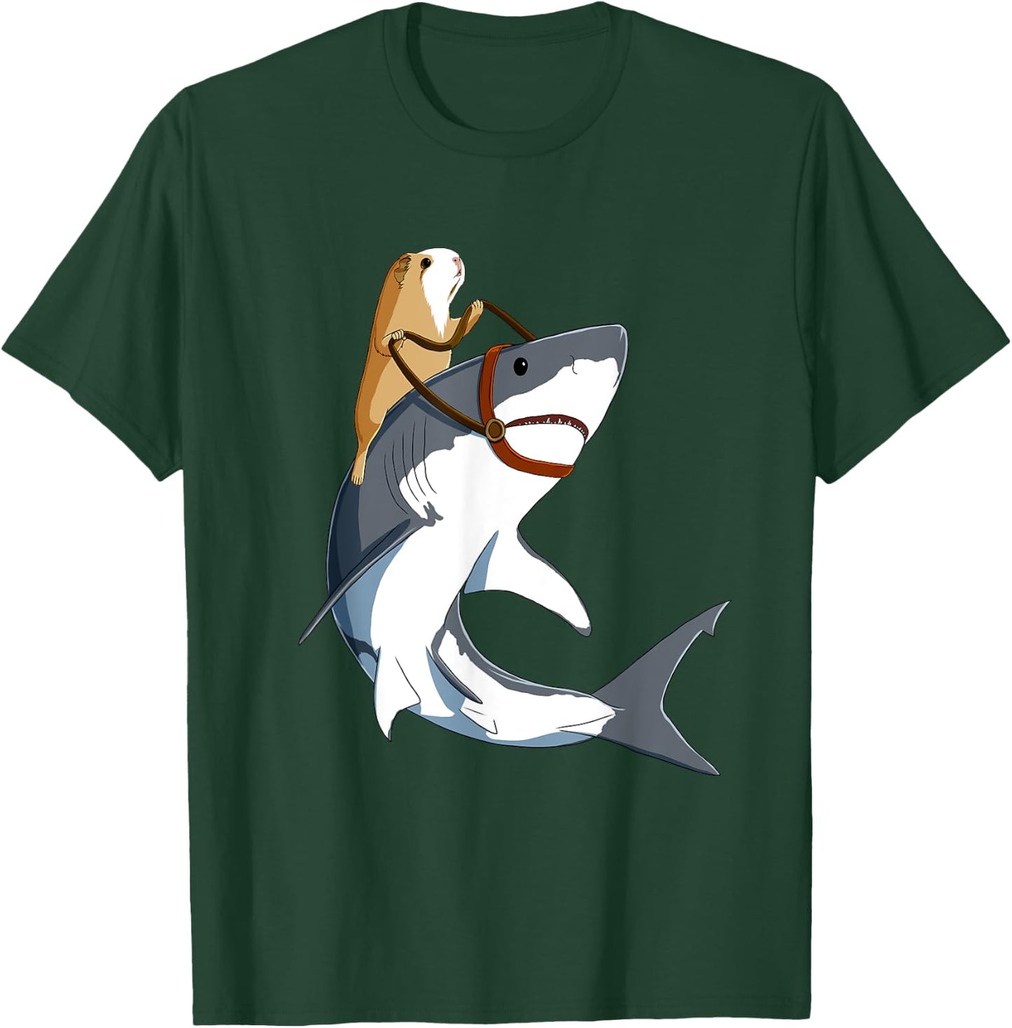 Funny Guinea Pig Riding a Shark T-Shirt - T-Shirt | Forest