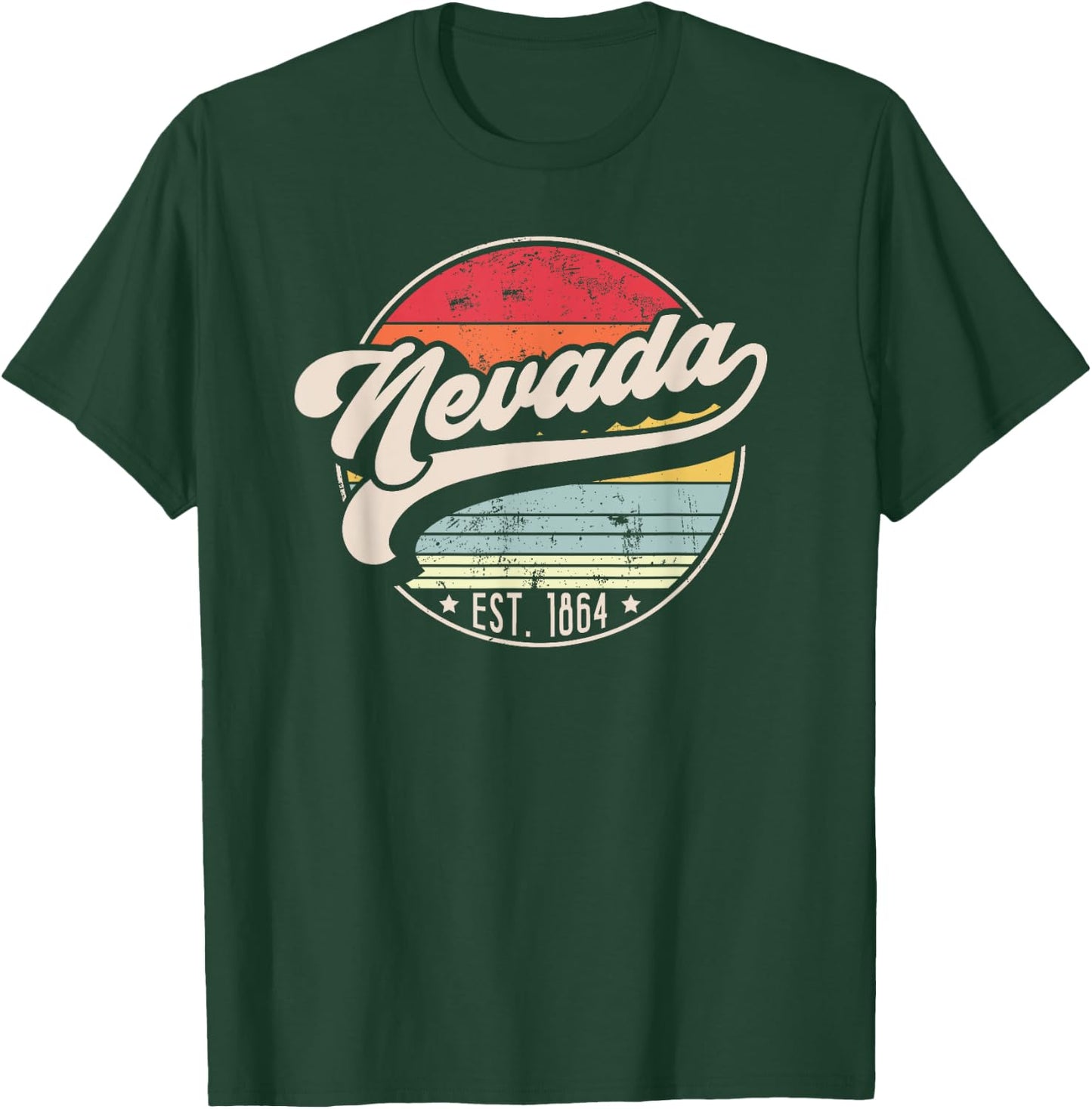 Retro Nevada Home State NV Cool 70s Style Sunset T-Shirt - T-Shirt | Forest