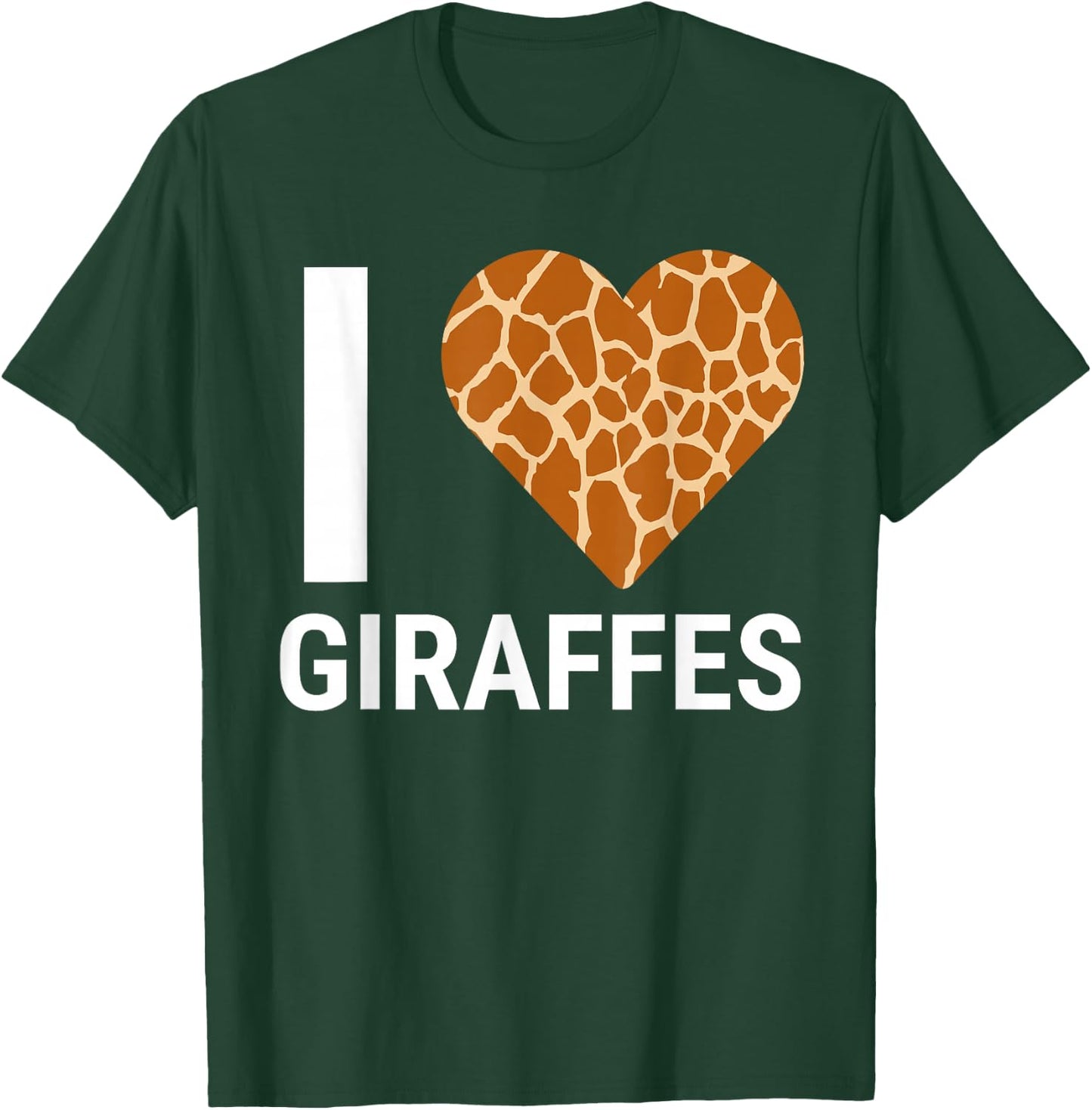 I Love Giraffes Cute Giraffe Print Heart T-Shirt - T-Shirt | Forest