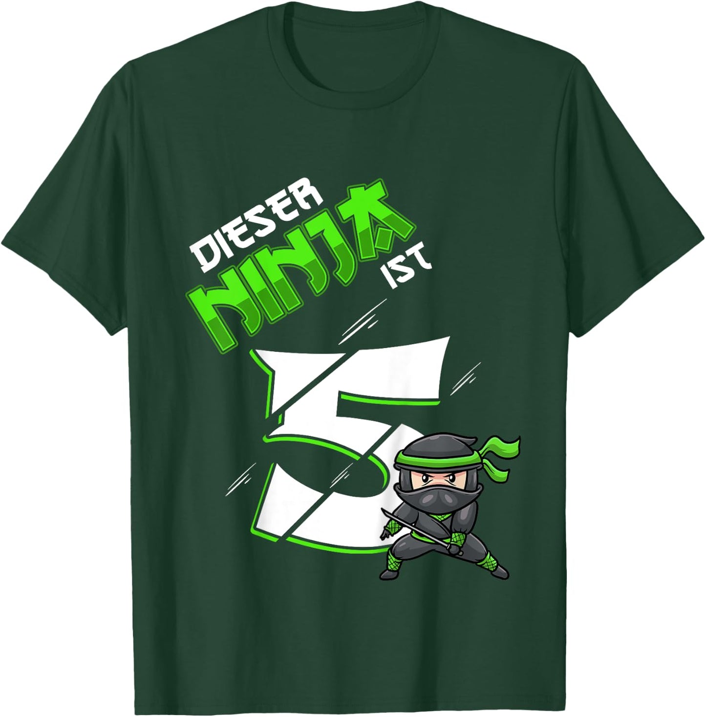 Children's 5th Birthday Boy 5 Years Old Ninja , black T-Shirt - T-Shirt | Forest