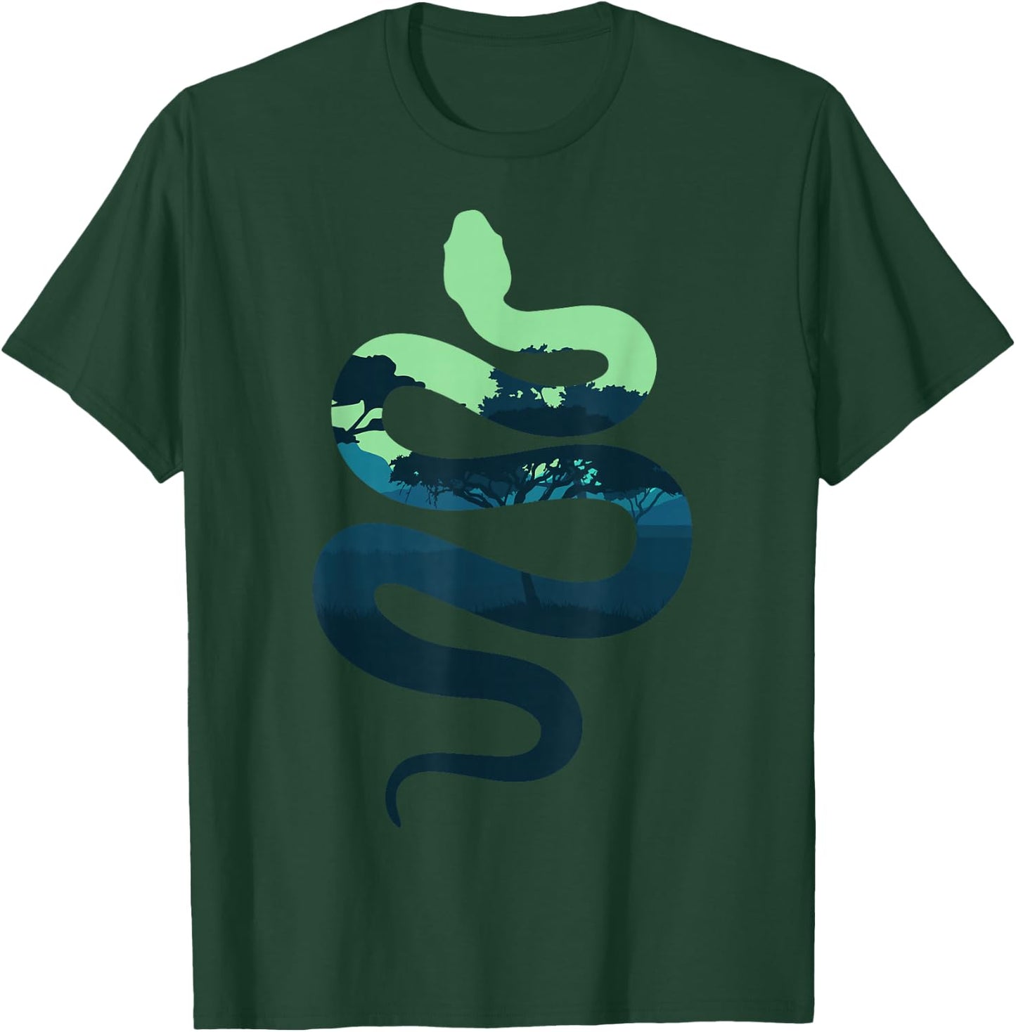 Sustainability, Climate Change and Protection Tierliebhaber in der Natur mit Silhouette der Schlange für Kinder und Erwachsene, Schwarz, S T-Shirt - T-Shirt | Forest