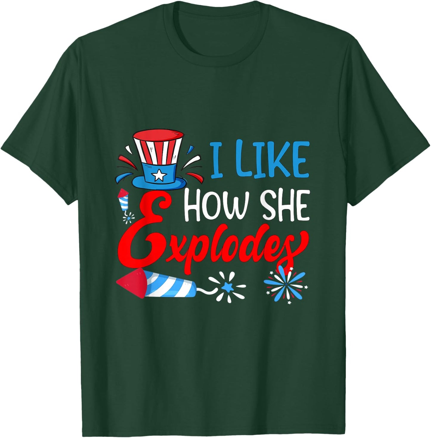 I Like How He Bangs Fireworks Funny 4th of July Couples T-Shirt - T-Shirt | Forest