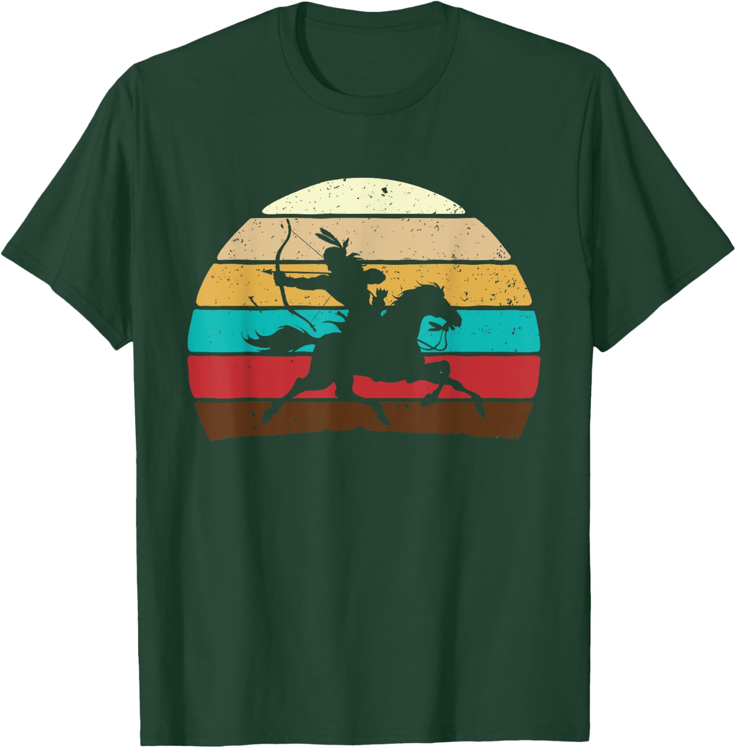 Retro Horse Riding - Native American Indian Pride Indigenous T-Shirt - T-Shirt | Forest