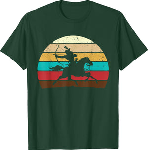 Retro Horse Riding - Native American Indian Pride Indigenous T-Shirt - T-Shirt | Forest