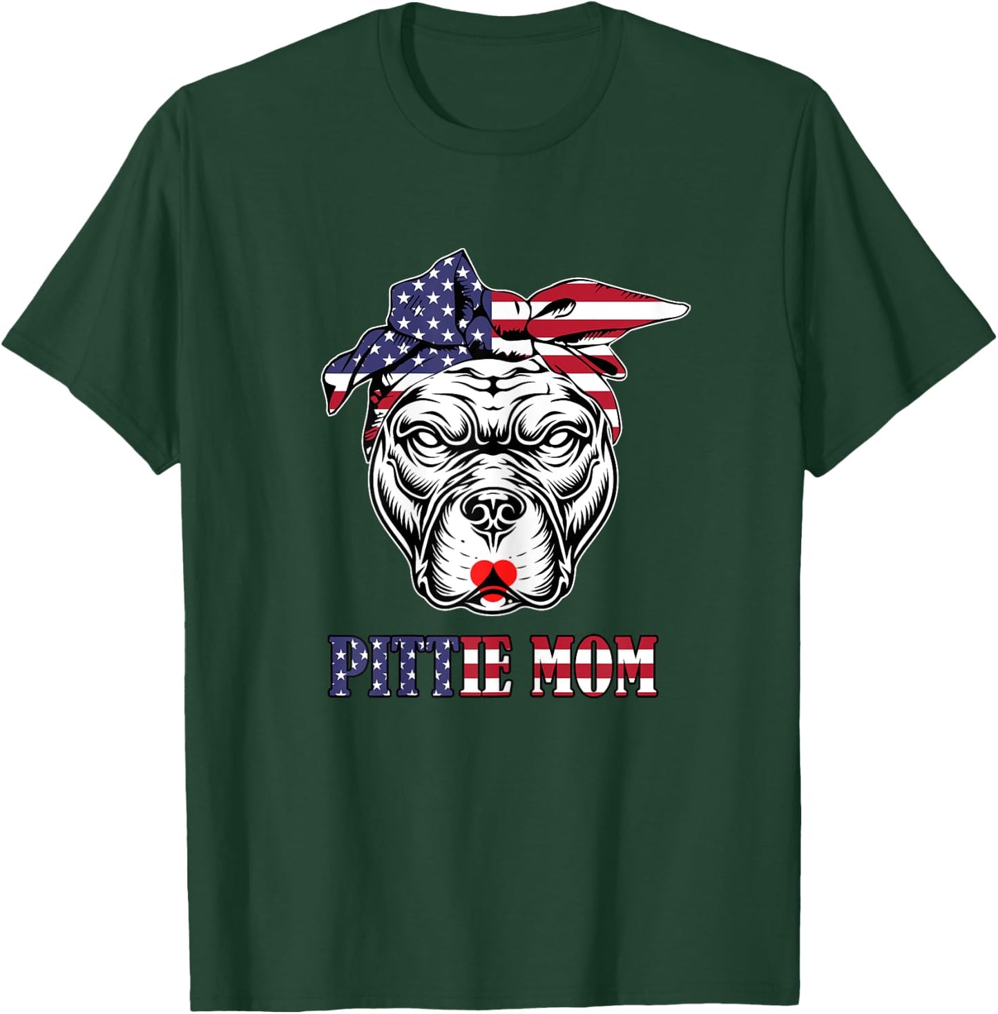 Cute Pittie Mom Bandana american flag dog Pitbull Lover Women T-Shirt - T-Shirt | Forest