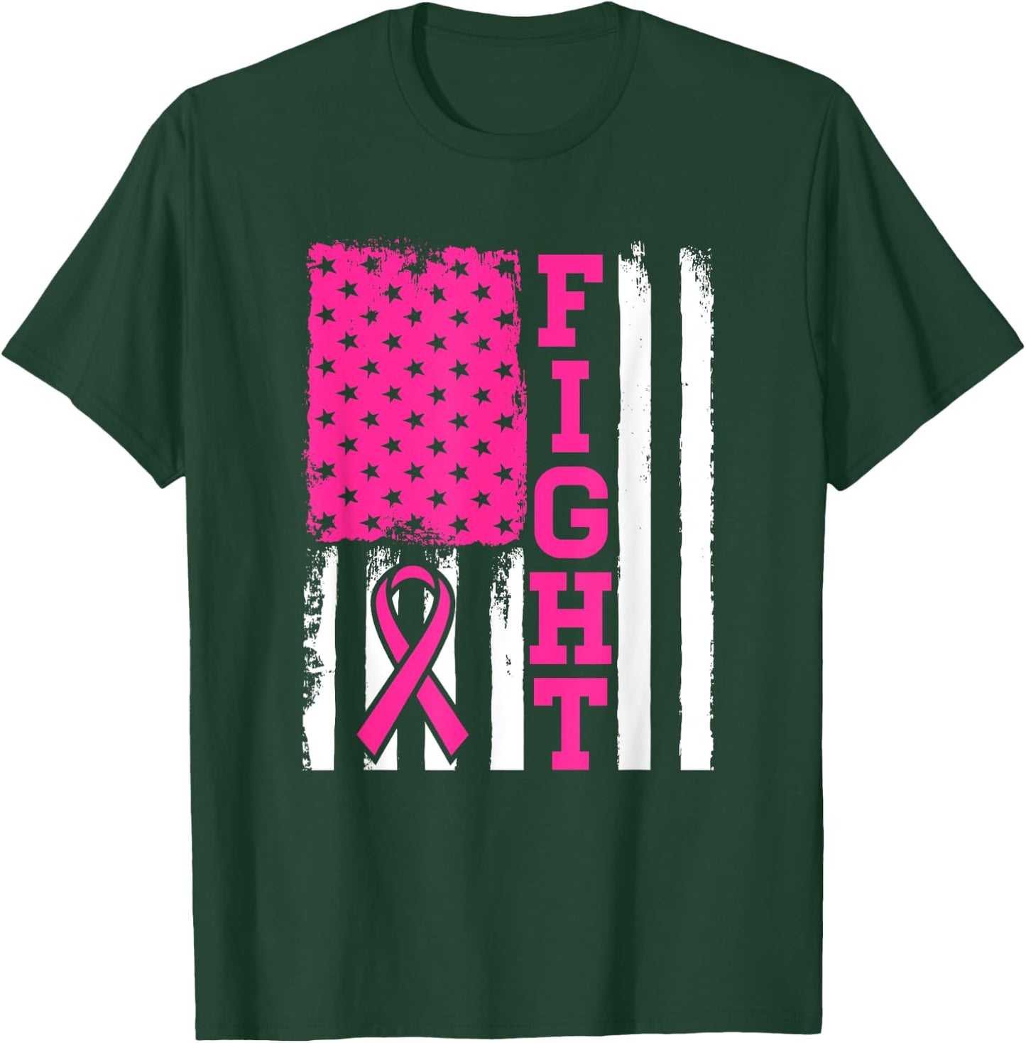 Fight Flag - Breast Cancer Awareness Shirt Gift T-Shirt - T-Shirt | Forest