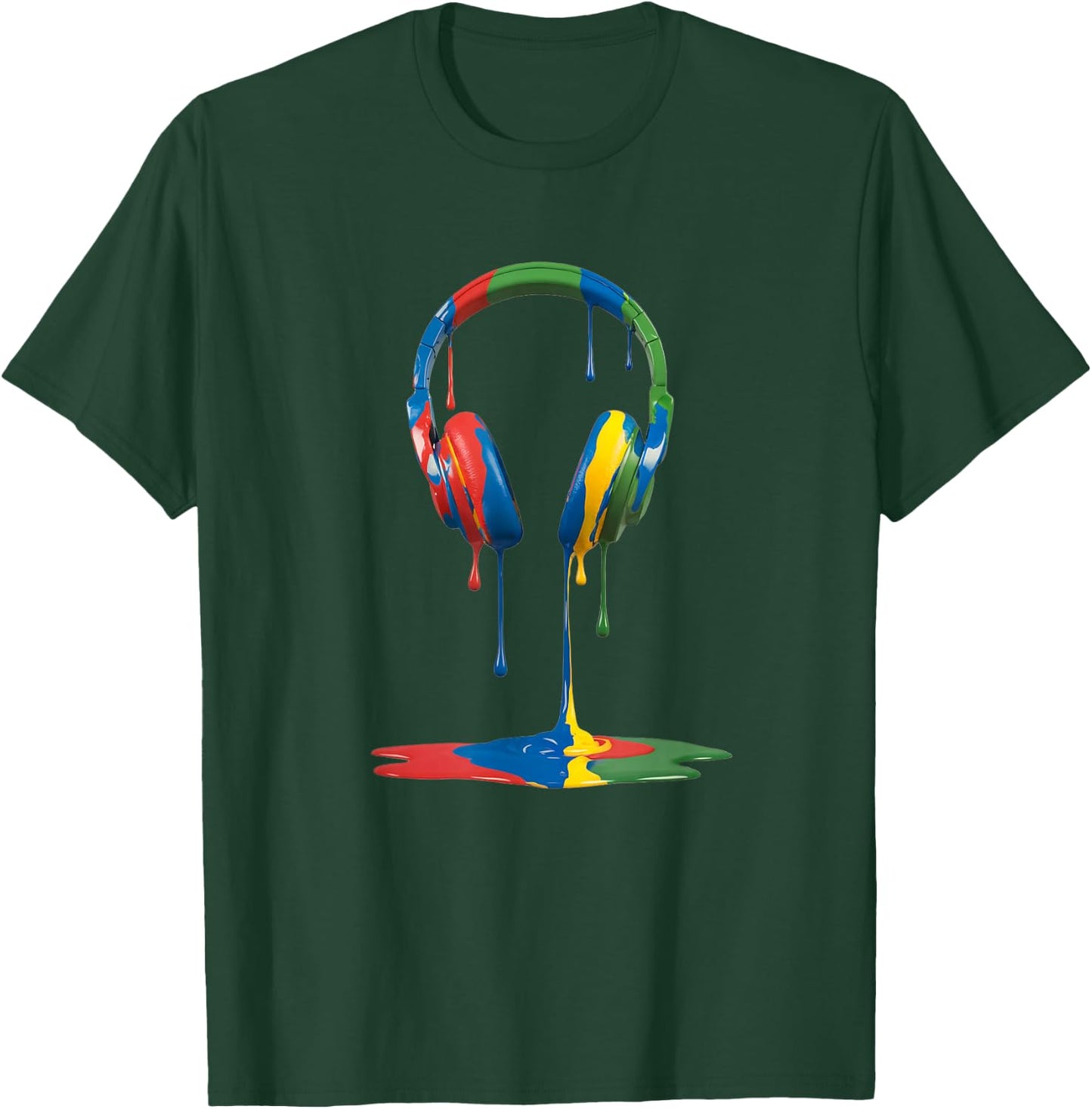 Helmet Gamer Paint Drip Music Lover T-Shirt - T-Shirt | Forest