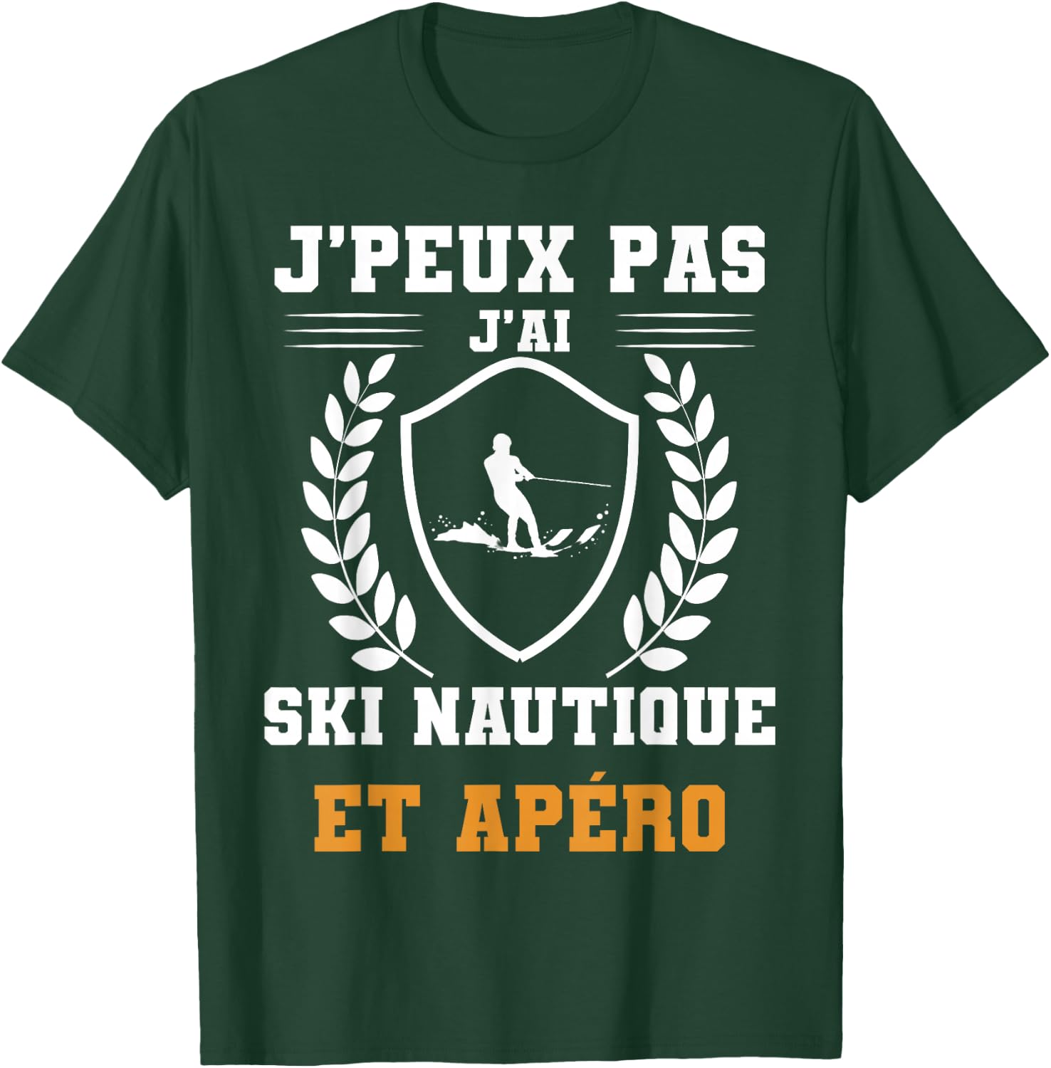 Je peux pas j'ai skiing and apéro humour , Black, S T-Shirt - T-Shirt | Forest