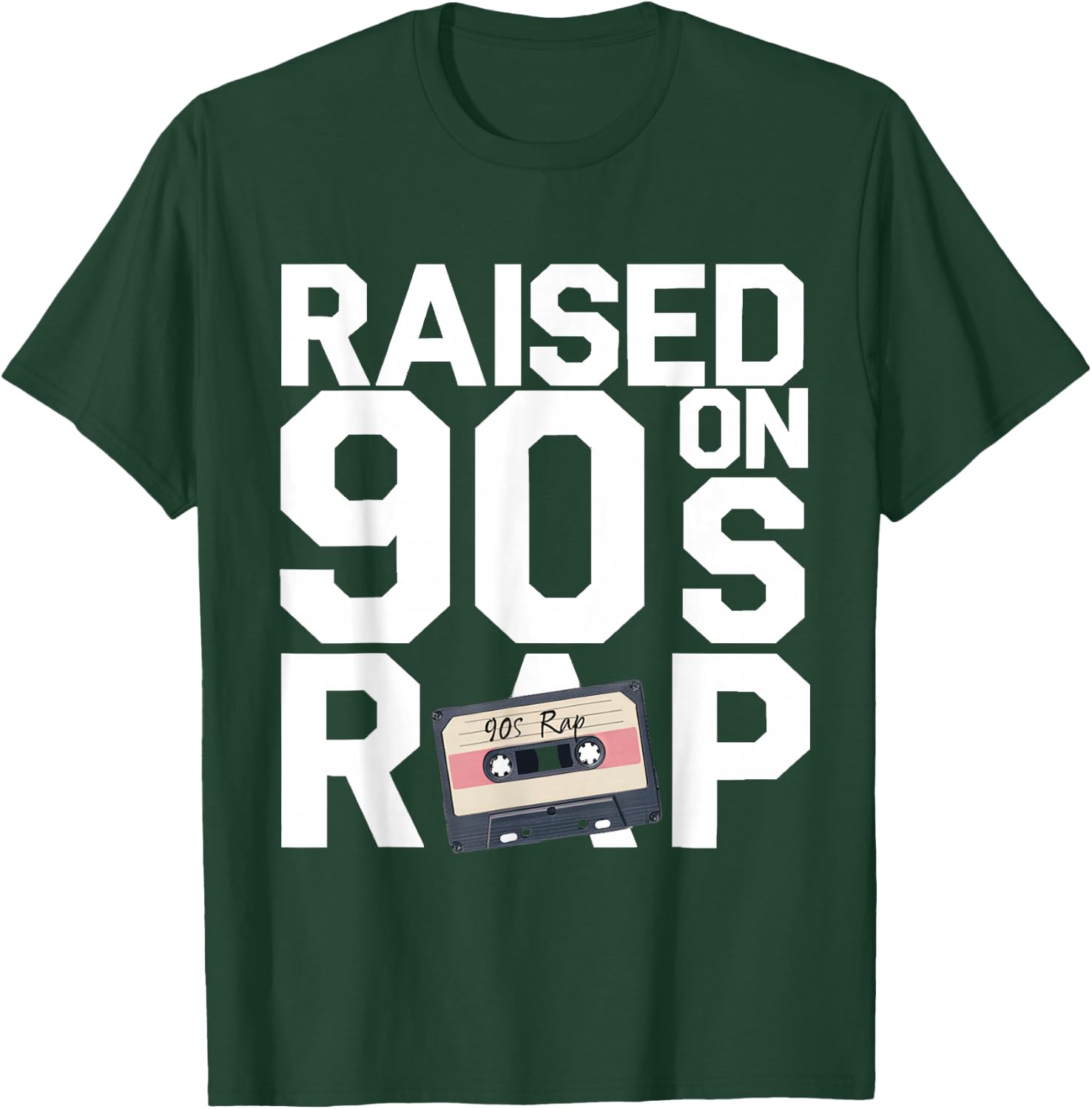 RAISED ON 90S RAP - Old School Hip Hop Music Fan T-Shirt - T-Shirt | Forest