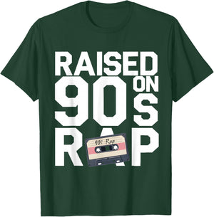RAISED ON 90S RAP - Old School Hip Hop Music Fan T-Shirt - T-Shirt | Forest