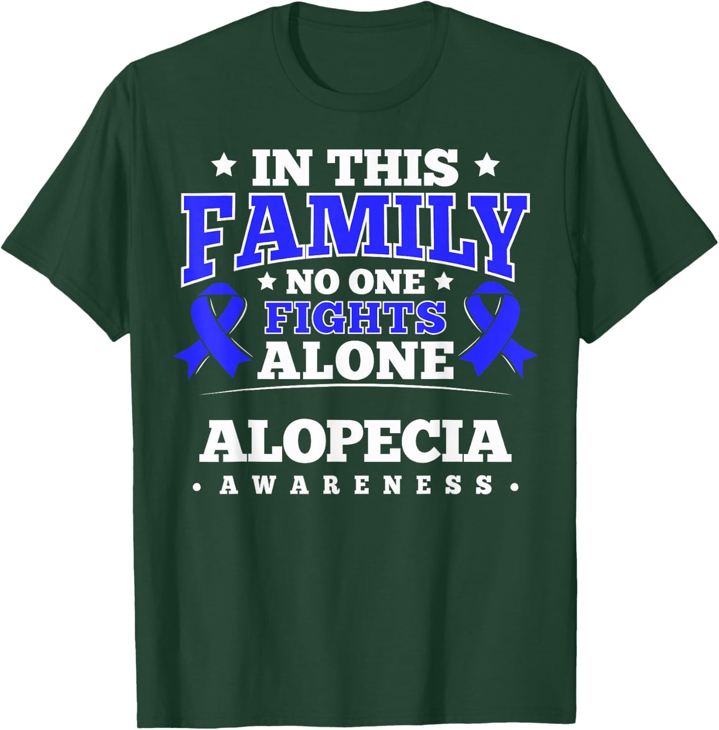 Hair Loss Awareness Ribbon Alopecia Areata Survivor T-Shirt - T-Shirt | Forest