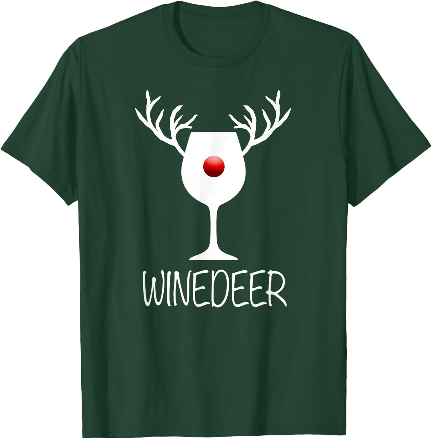 Winedeer Reindeer | Funny X-mas Wine Bottle T-Shirt - T-Shirt | Forest