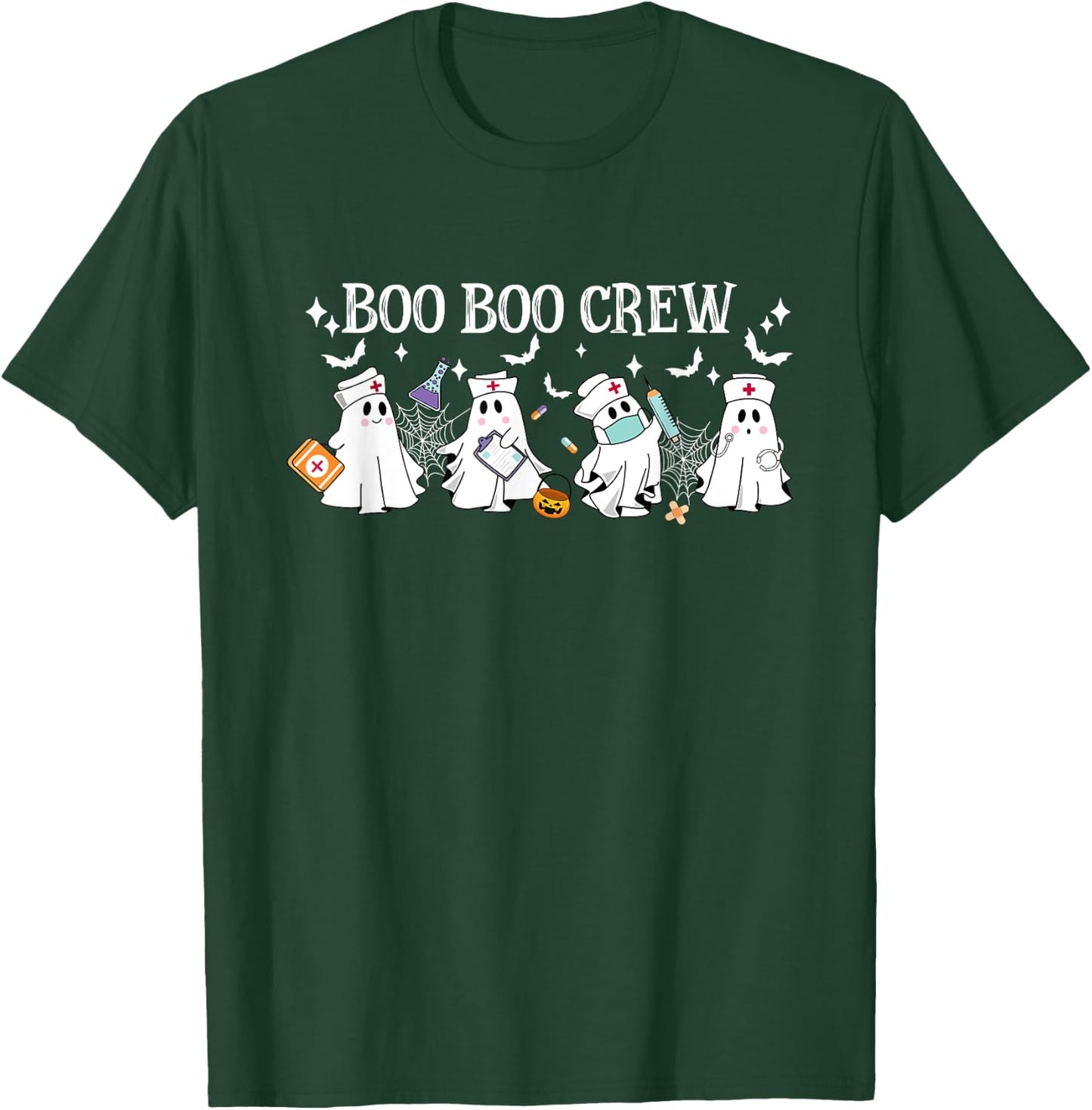 Boo Boo Crew Nurse Ghost Funny Halloween T-Shirt - T-Shirt | Forest