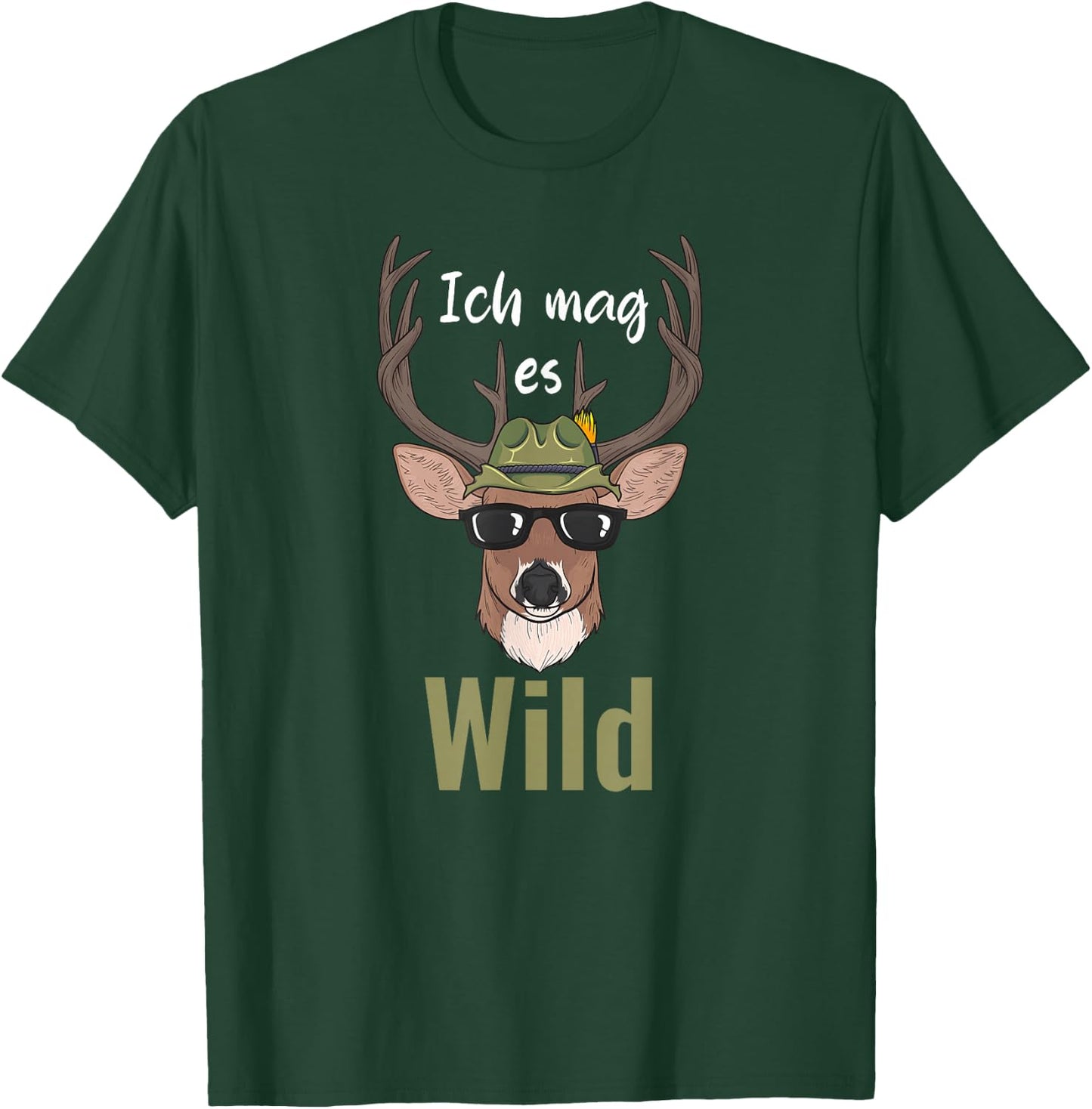 Ich mag es wild deer hunter hunting forest , black T-Shirt - T-Shirt | Forest