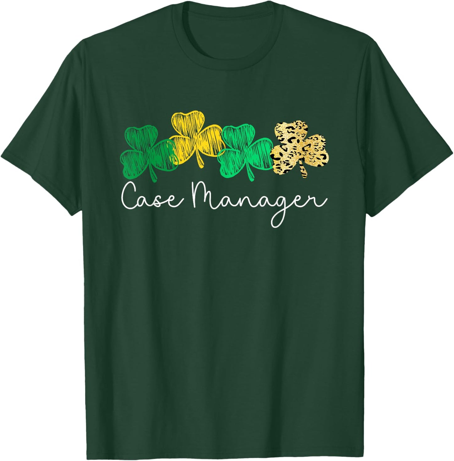 Shamrock Leopard Saint Paddy's Case Manager St Patricks Day T-Shirt - T-Shirt | Forest