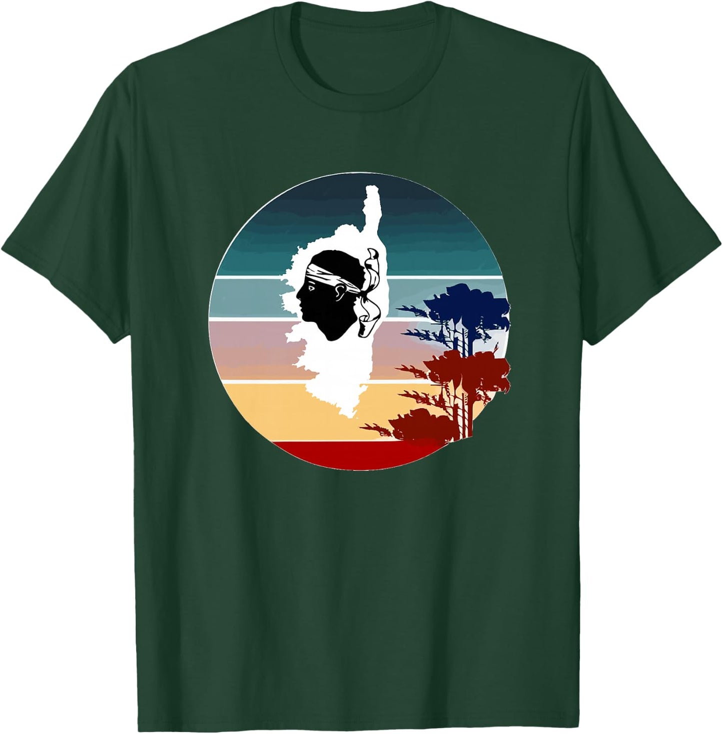 Corsica Island avec Arbres Carte Corse Haut de Gamme T-Shirt - T-Shirt | Forest