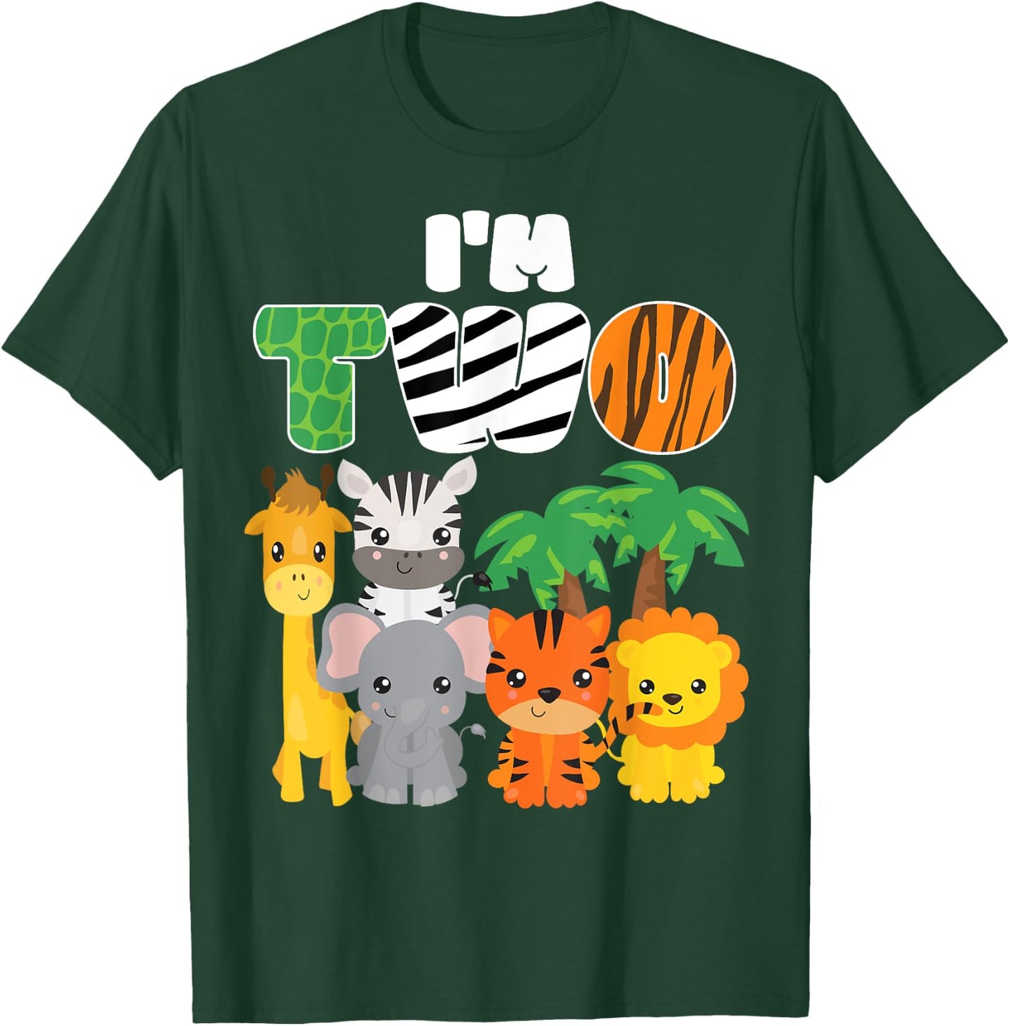 I'm Two Zoo Theme 2nd Birthday Shirt Safari Jungle Animal T-Shirt - T-Shirt | Forest