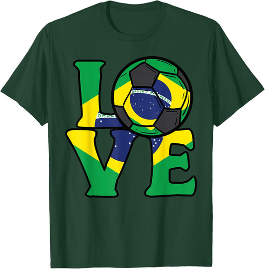 Brazil Flag Love Brazilian Soccer Men Women Kids Boys Girls T-Shirt - T-Shirt | Forest