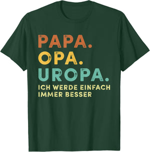 Men's with German Text "Dad Grandpa Uropa" Retro Fur Father's Day Bester Papa aller Zimen, black, s T-Shirt - T-Shirt | Forest