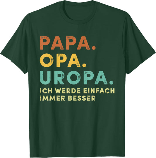 Men's with German Text "Dad Grandpa Uropa" Retro Fur Father's Day Bester Papa aller Zimen, black, s T-Shirt - T-Shirt | Forest