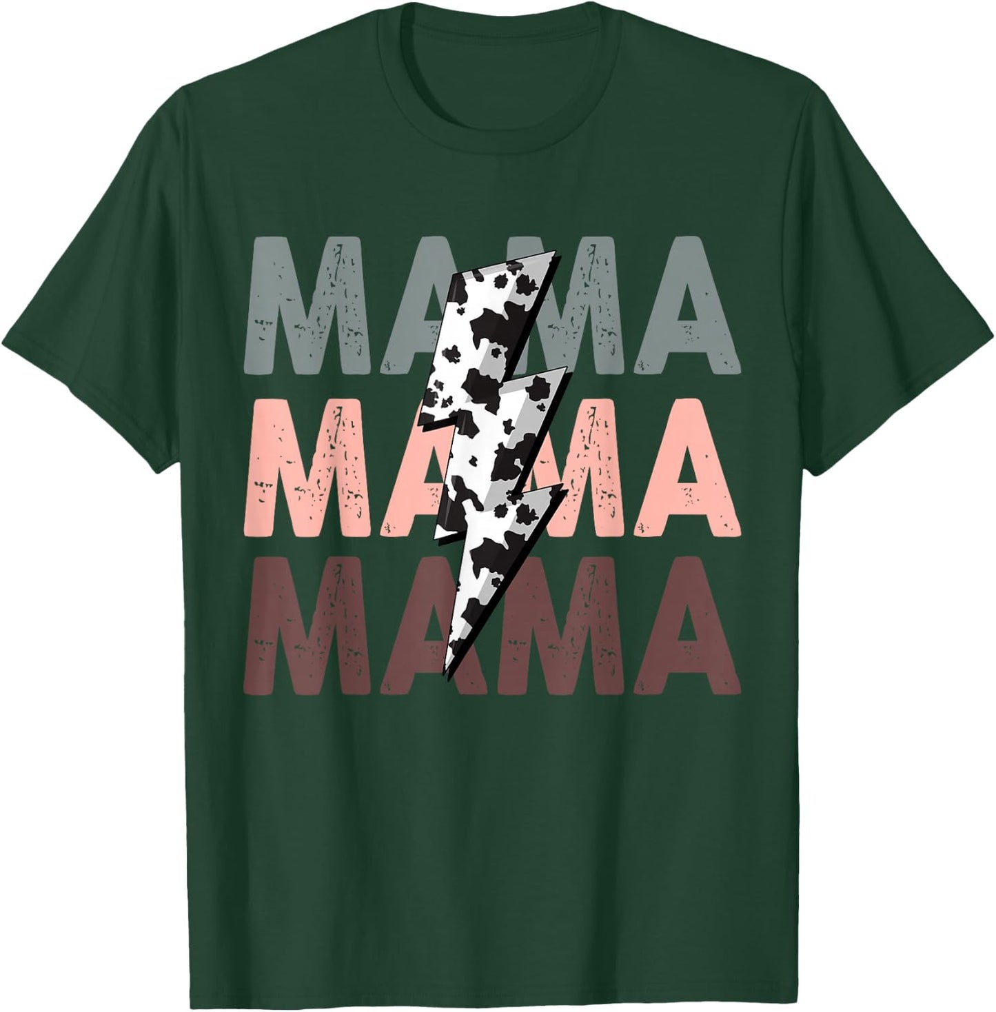 Vintage Mama Cow Pattern Woman Graphic Cowgirl T-Shirt - T-Shirt | Forest