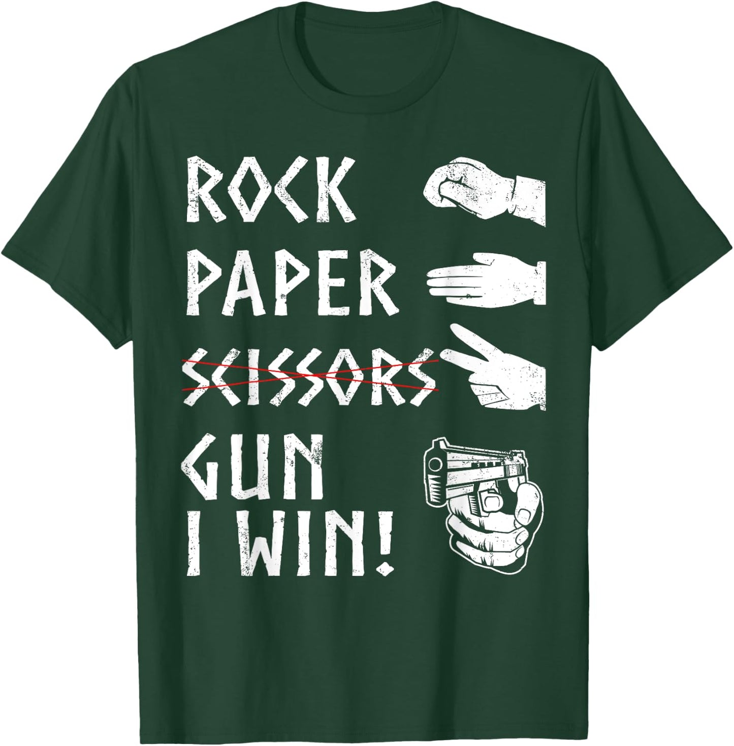 Rock Paper Scissors Gun I Win! Funny 2nd Amendment T-Shirt - T-Shirt | Forest