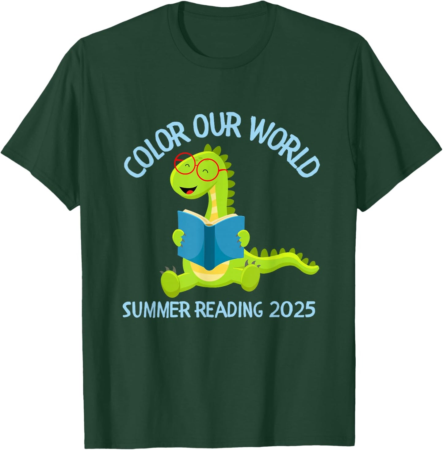 Color Our World Summer 2025 Reading Program Dinosaur T-Shirt - T-Shirt | Forest