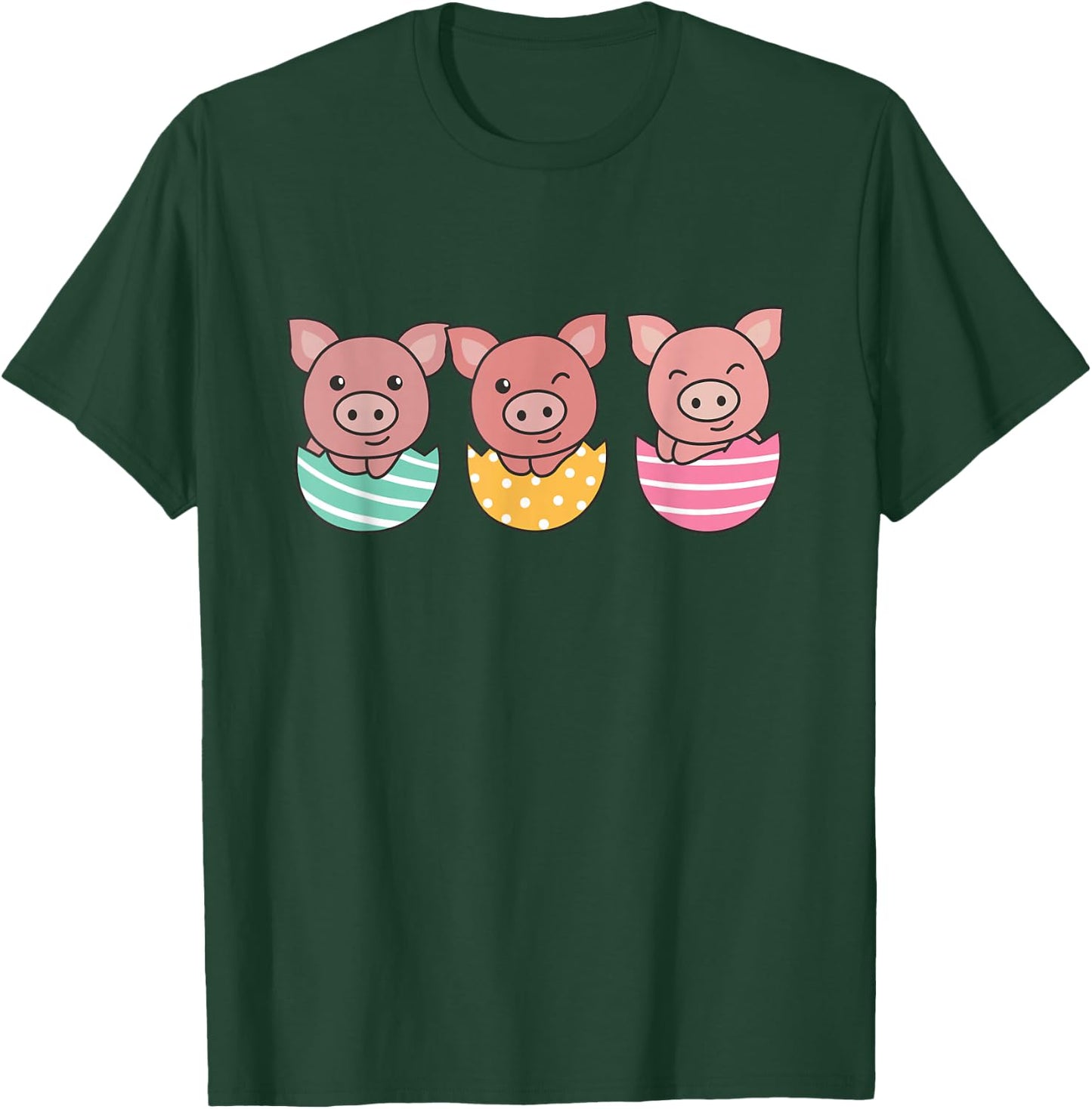 Happy Easter Cute Pig At Easter With Easter Eggs T-Shirt - T-Shirt | Forest