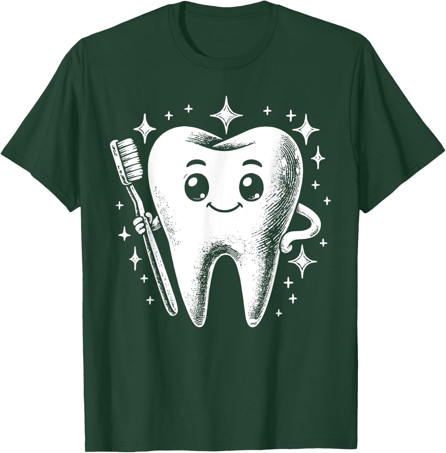 Retro Teeth Toothbrush Dental Hygienist Dentist Orthodontics T-Shirt - T-Shirt | Forest