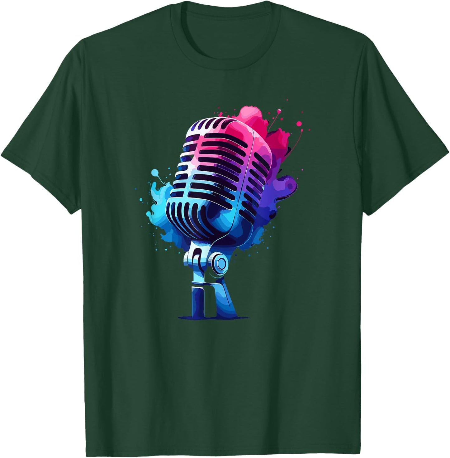 Microphone Mic Singer Podcast Animator T-Shirt - T-Shirt | Forest