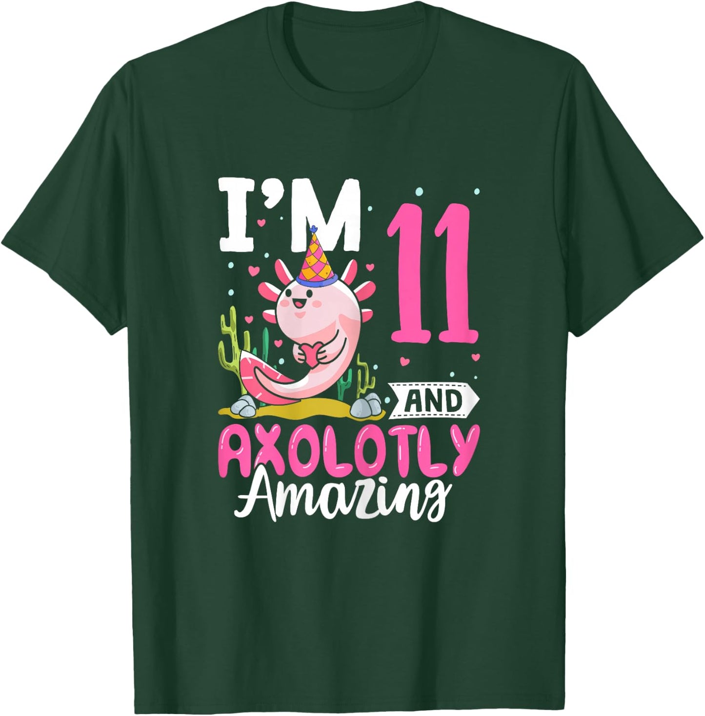 11th Birthday Shirt For Girls Axolotl 11 Year Old Birthday T-Shirt - T-Shirt | Forest