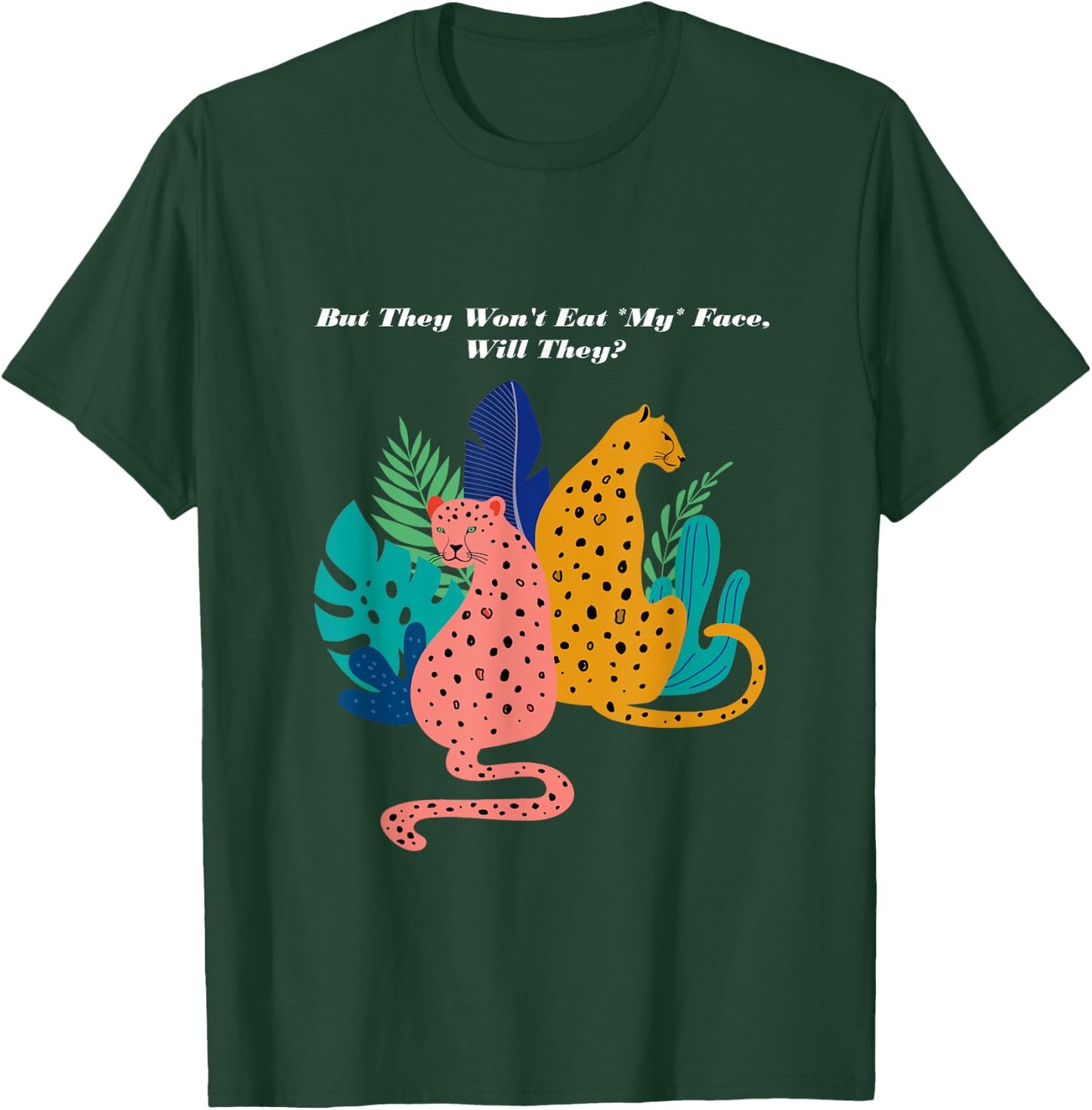 Pixelchicken Face Eating Leopards - Black, -Adults, Short Sleeve, , Politics, Small T-Shirt - T-Shirt | Forest