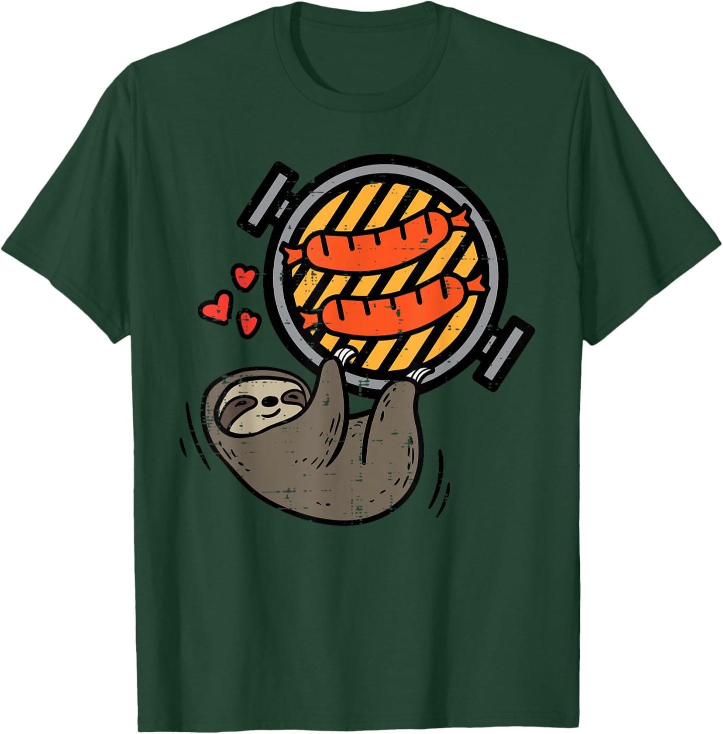 Sloth Bbq Grill Barbecue Meat Kids Toddler Women Men T-Shirt - T-Shirt | Forest