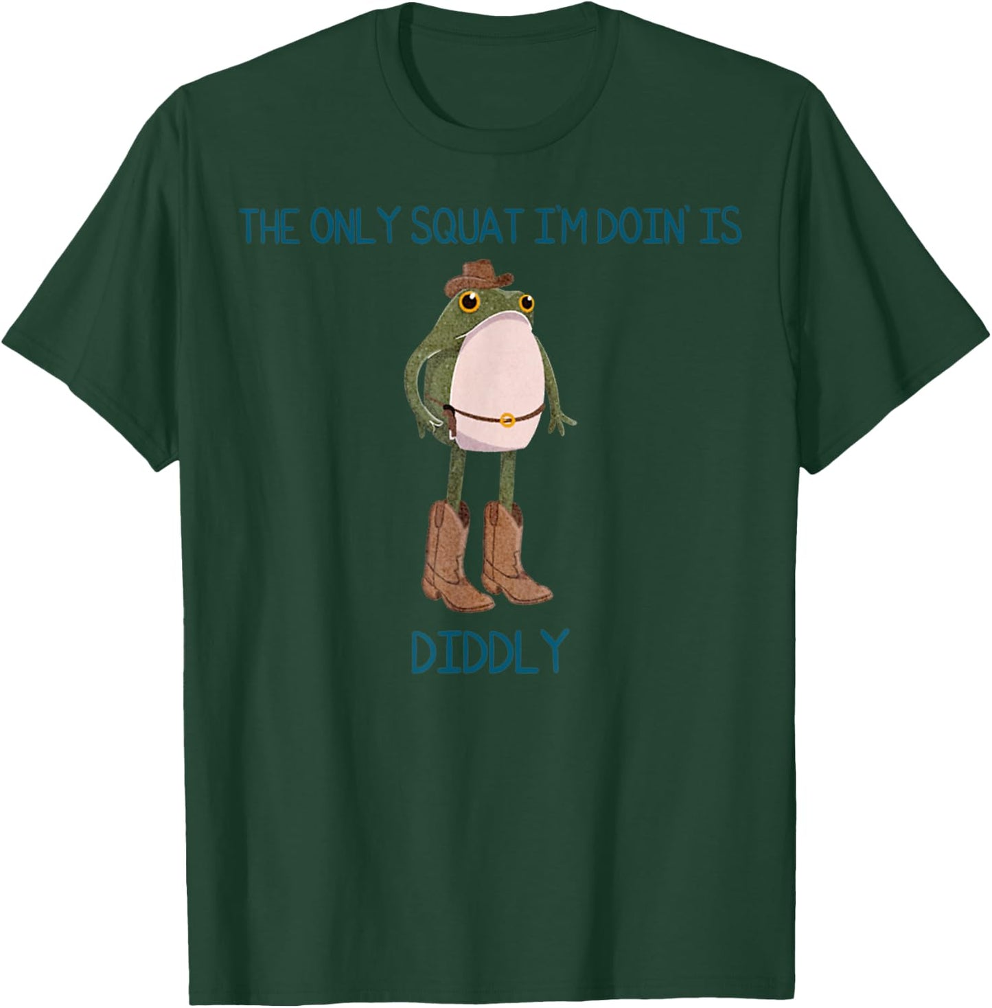Vintage Funny The Only Squat I'm Doin' Is Diddly Frog Meme T-Shirt - T-Shirt | Forest