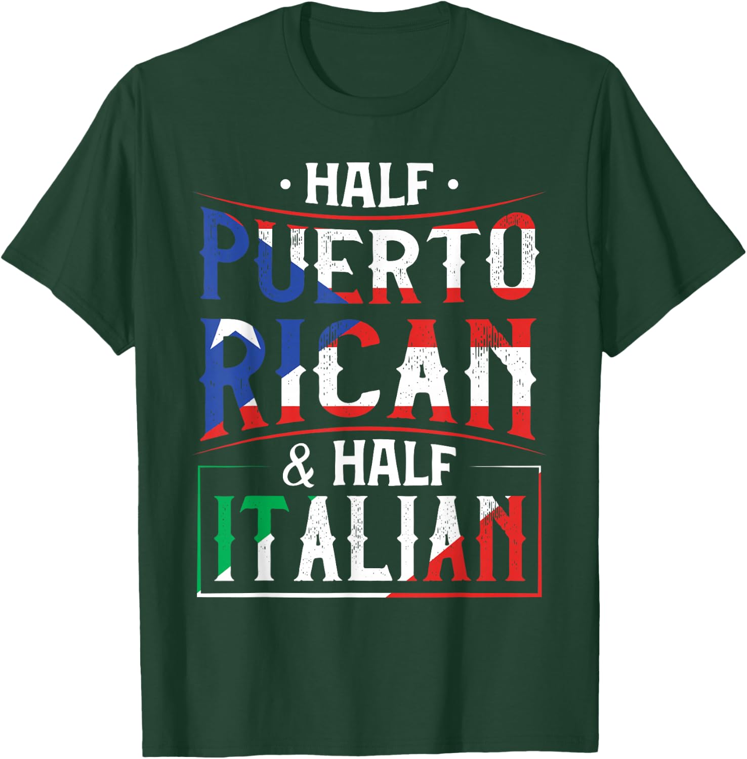 Half Puerto Rican And Half Italian Flag Heritage Roots T-Shirt - T-Shirt | Forest